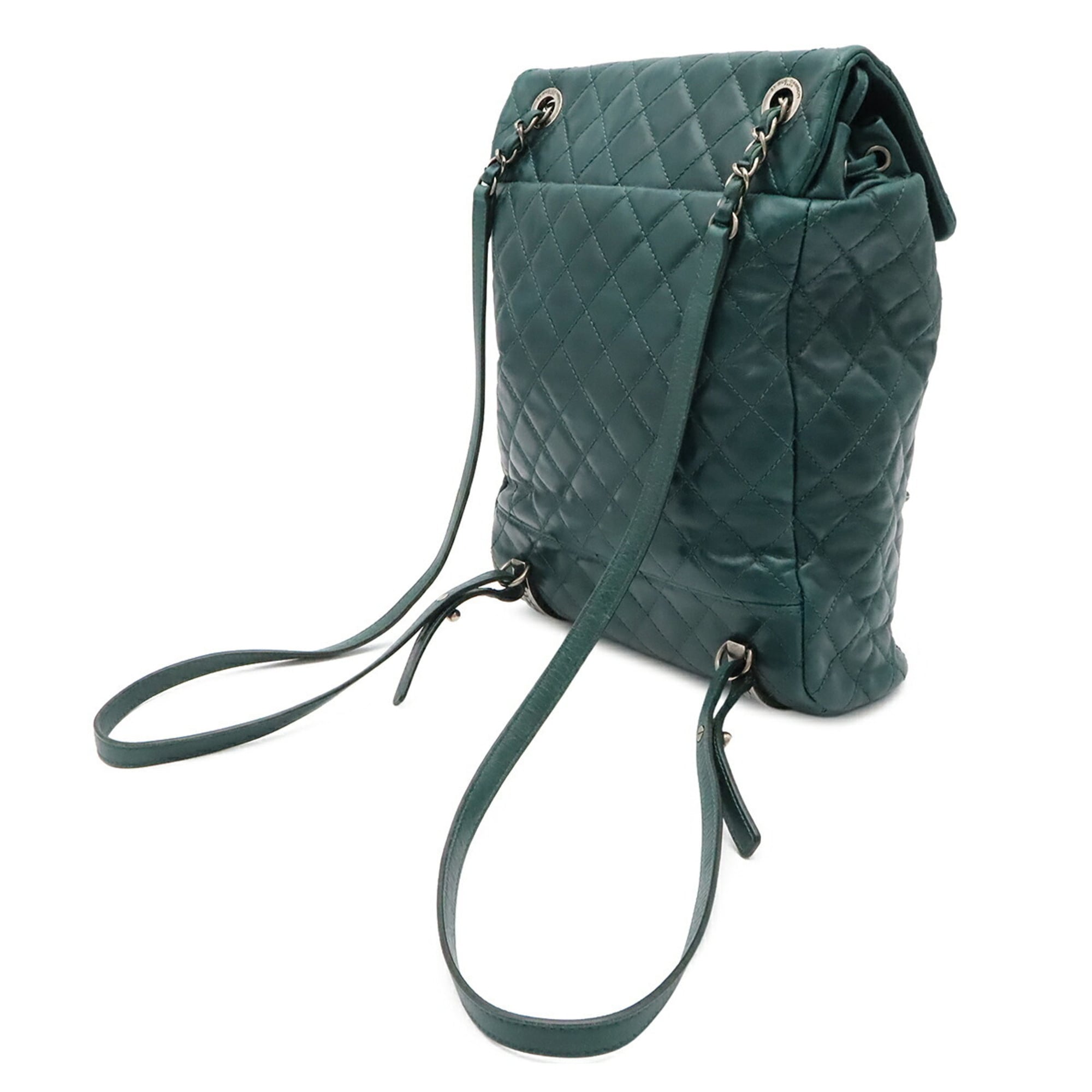Chanel Matelasse Dark Green Leather Backpack (Pre-Owned)