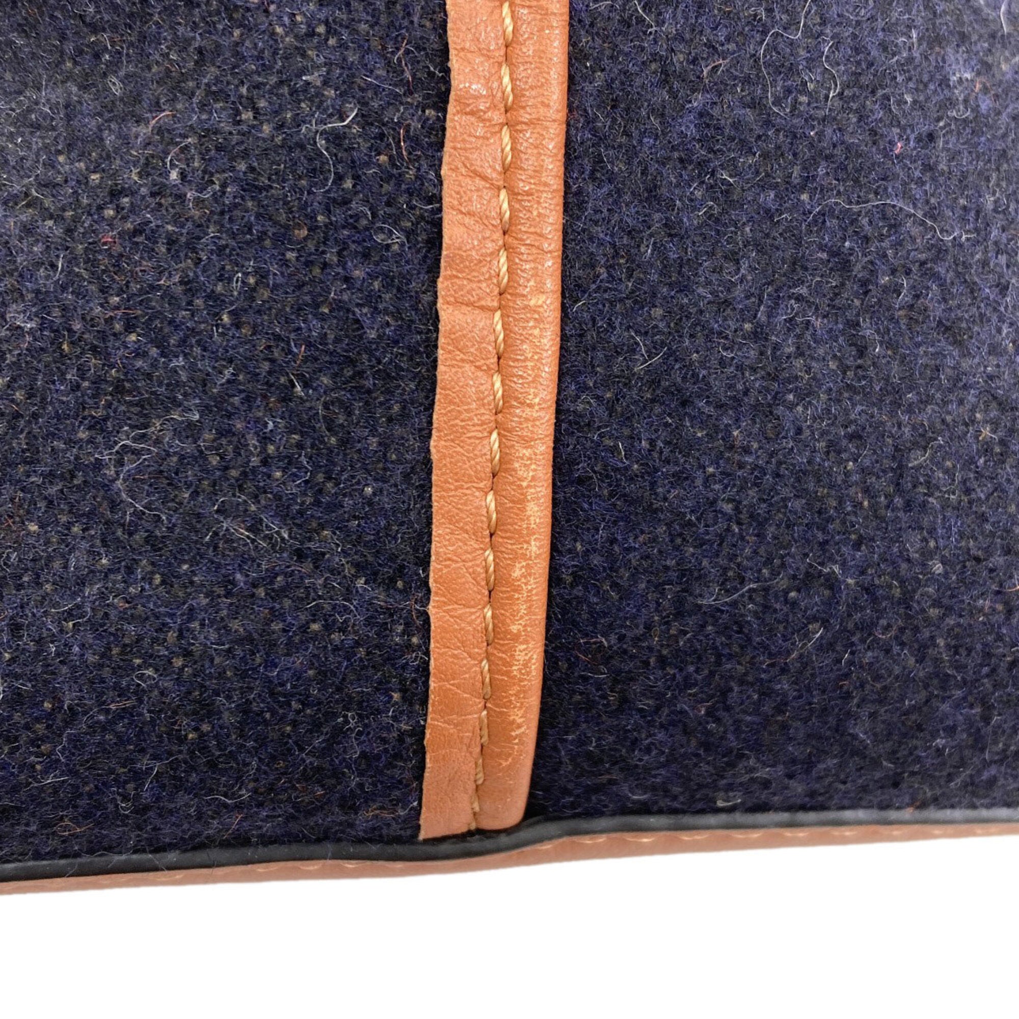 Loewe Brown Navy Wool Tote Bag (Pre-Owned)