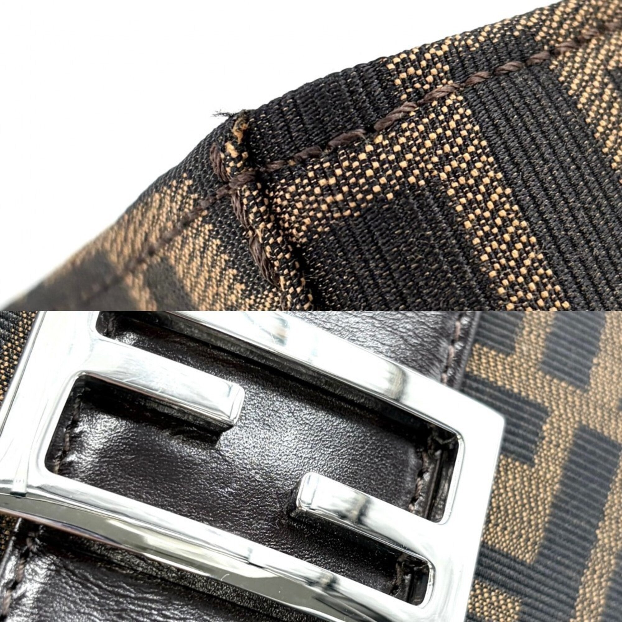 Fendi Brown Canvas Leather Handbag Tote Bag (Pre-Owned)