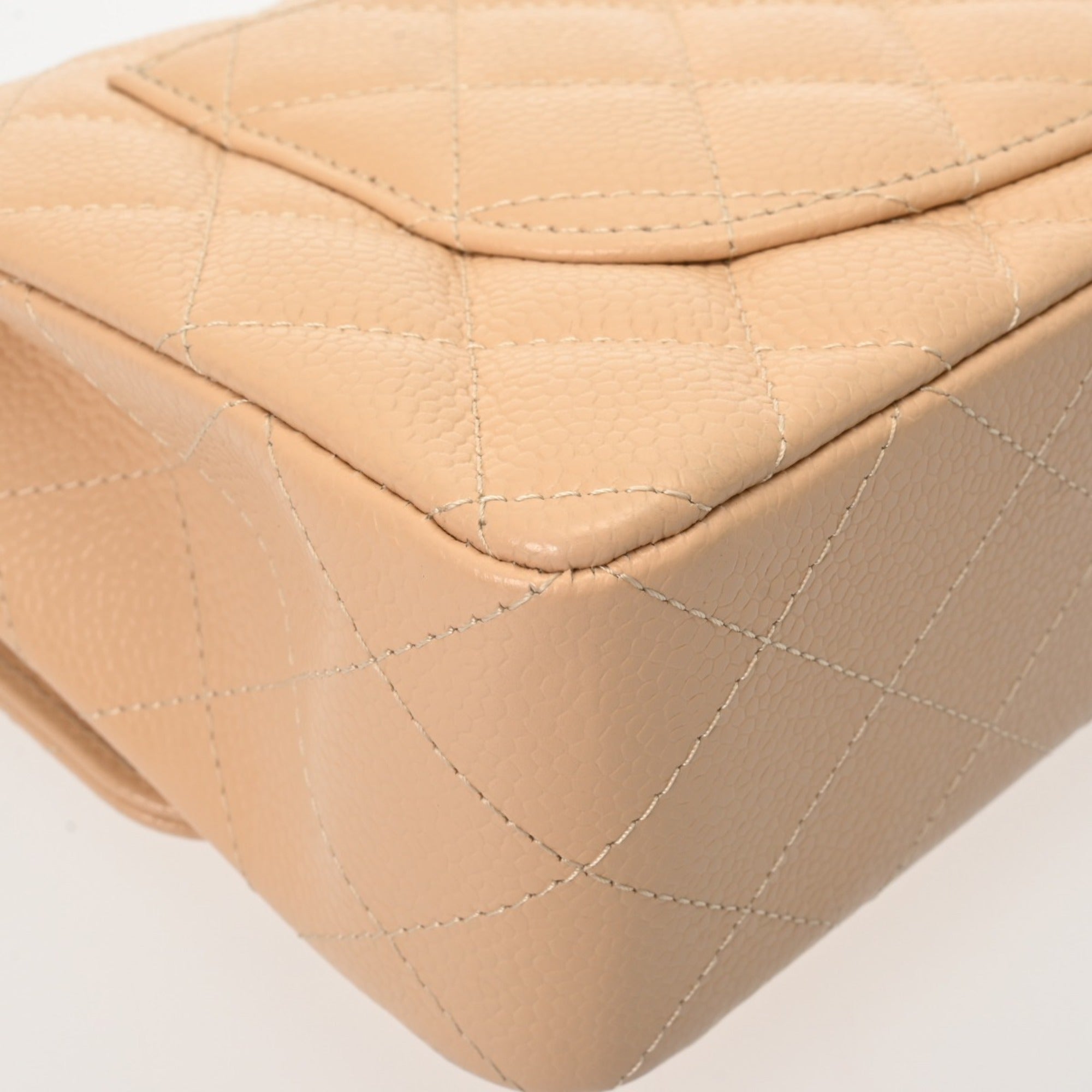 Chanel Beige Grained Calfskin Shoulder Bag (Pre-Owned)