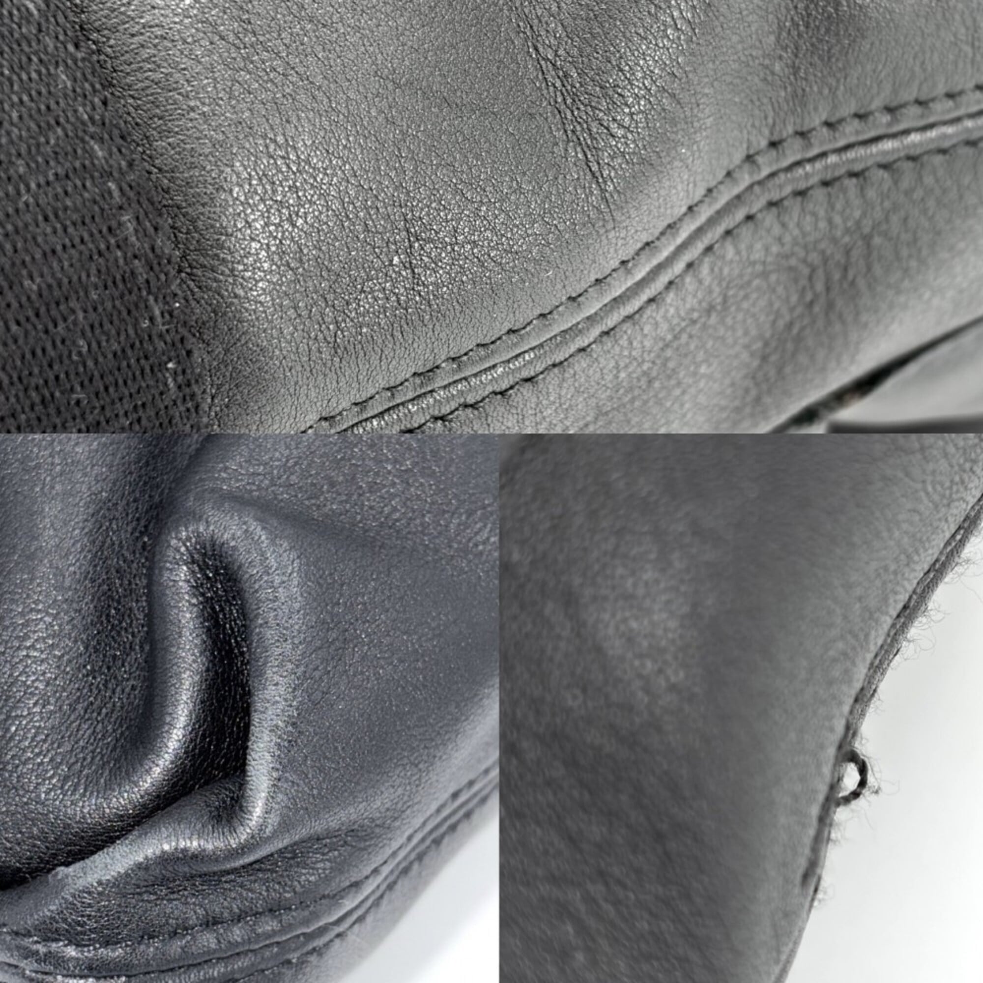 Hermes Black Veau Derma Handbag Shoulder Bag (Pre-Owned)