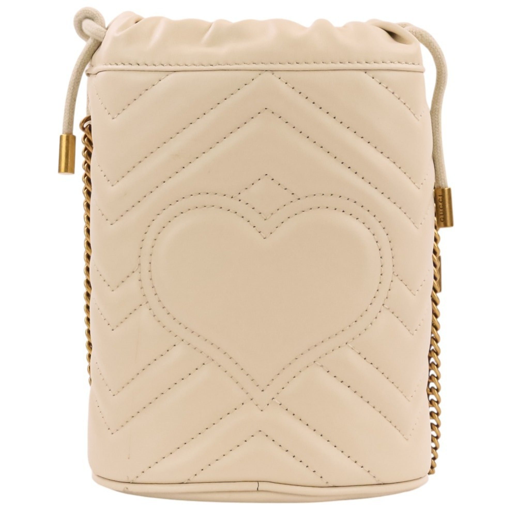 Gucci Gg Marmont Ivory Leather Shoulder Bag (Pre-Owned)