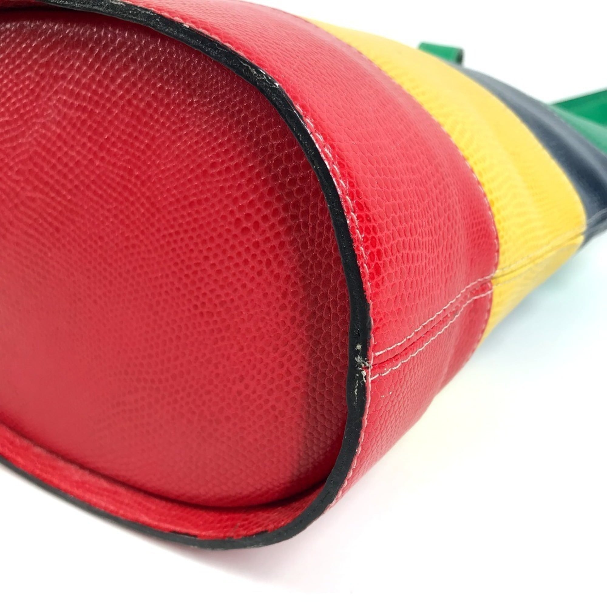 Celine Blue Green Red Color Yellow Leather Shoulder Bag (Pre-Owned)