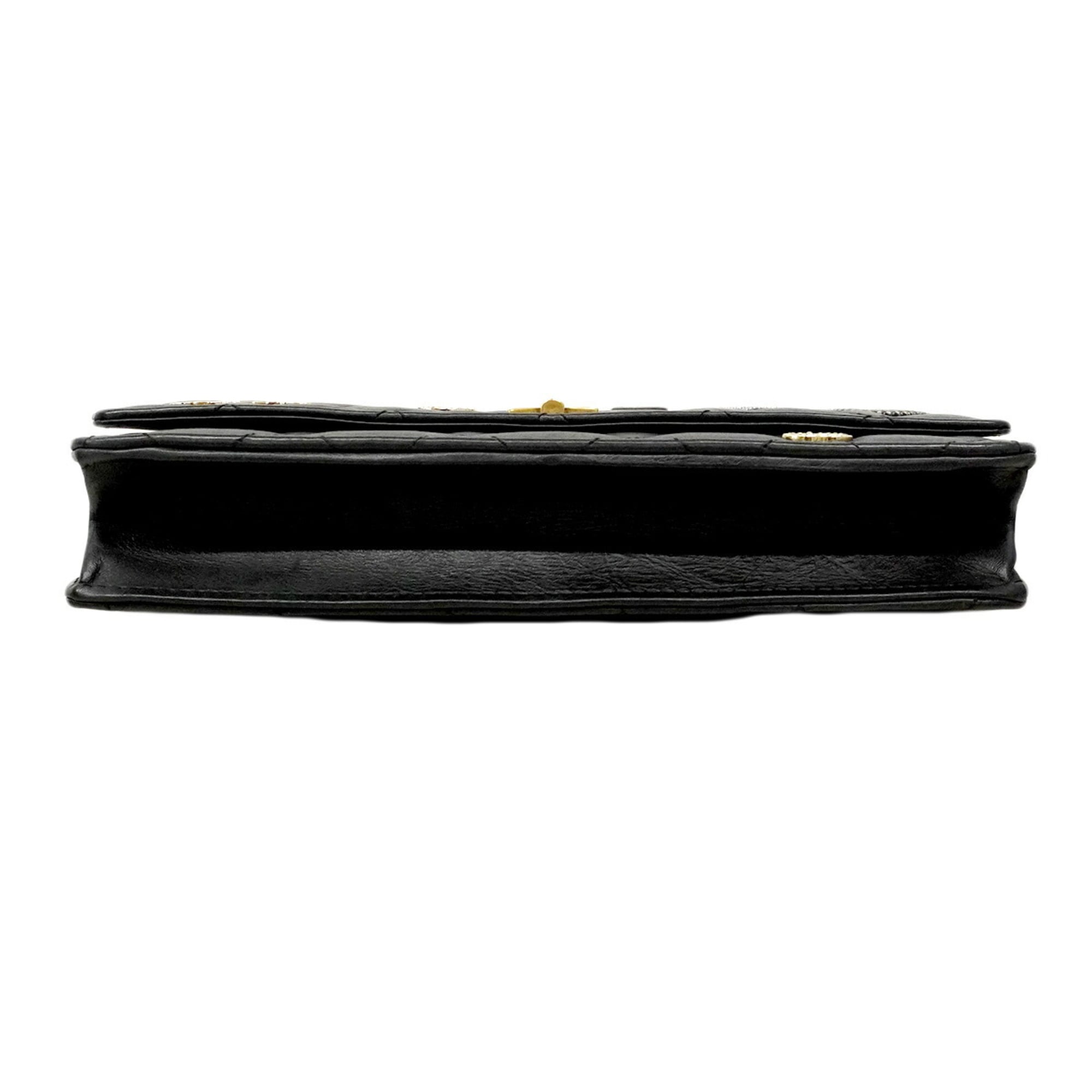 Chanel Black Leather Chain/Shoulder Wallet (Pre-Owned)