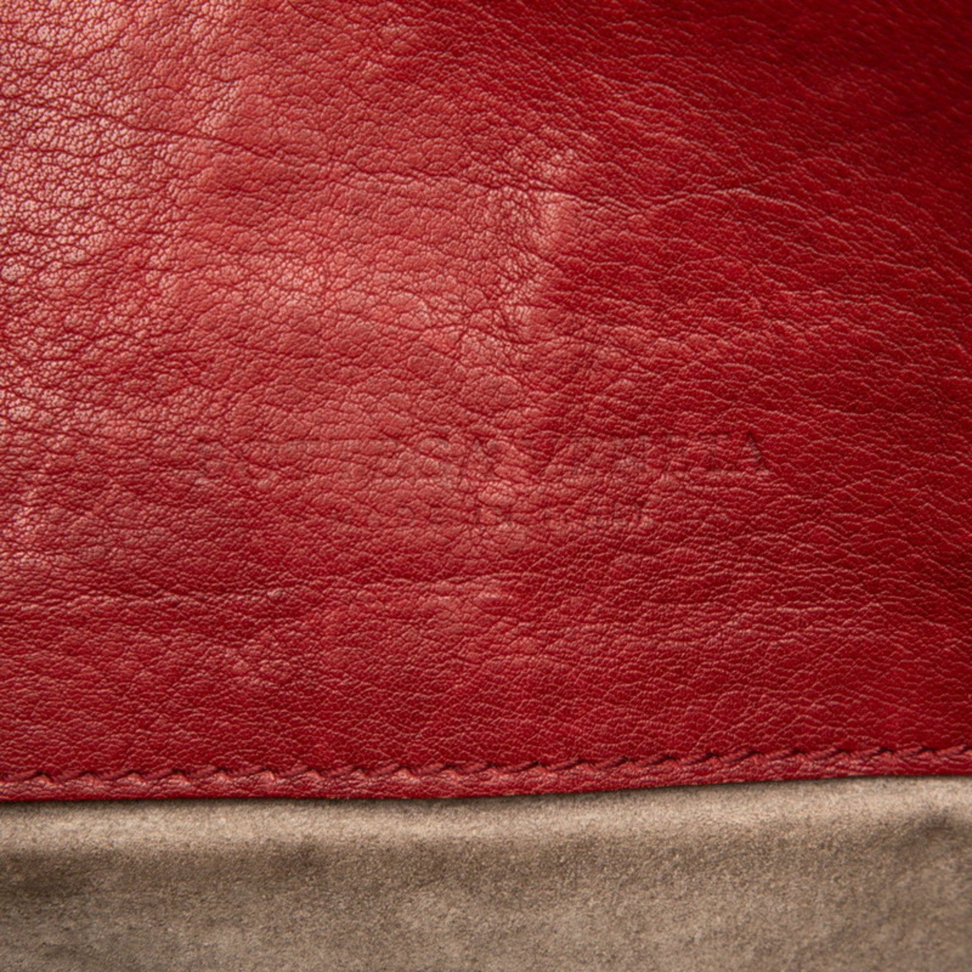 Bottega Veneta Red Color Leather Shoulder Bag (Pre-Owned)