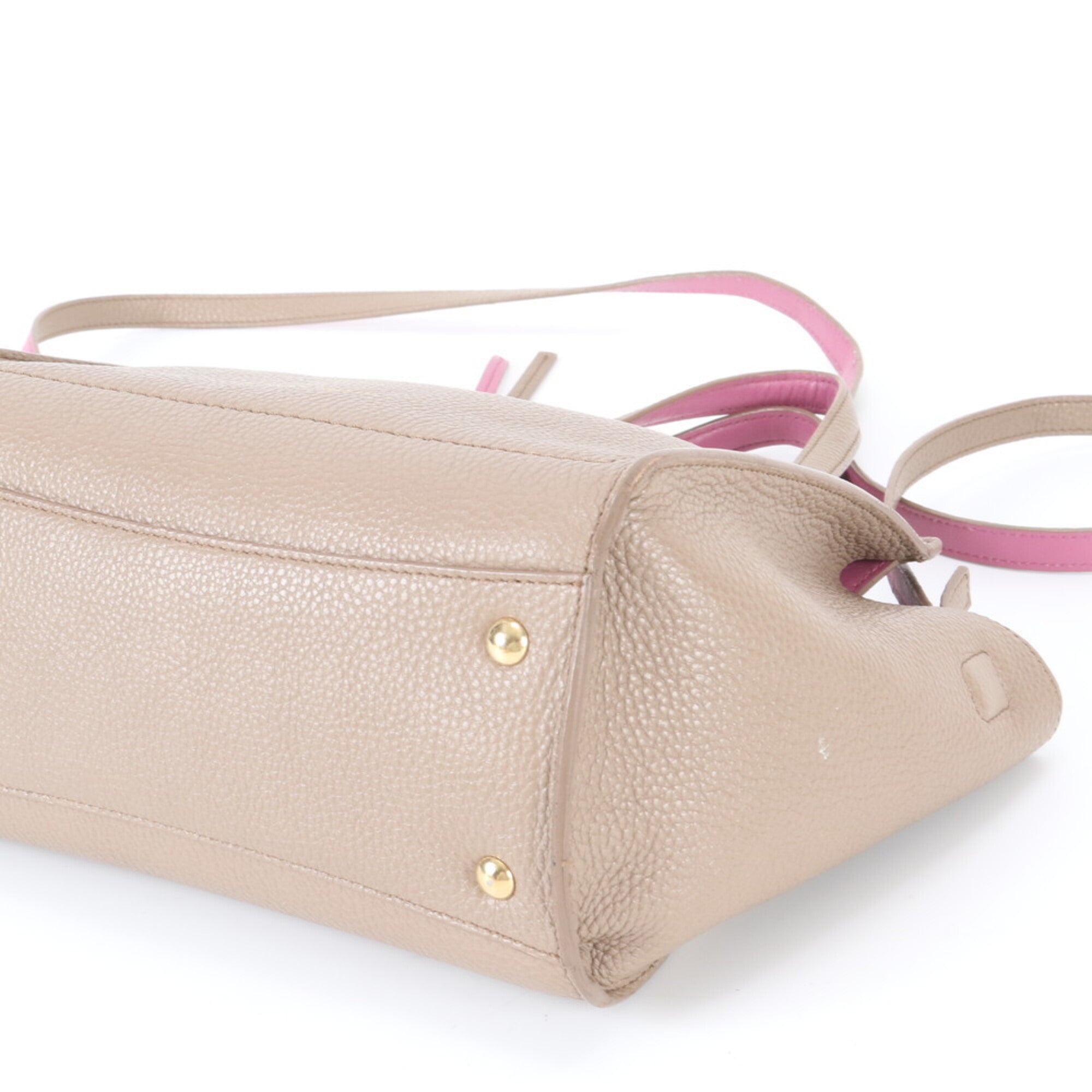 Salvatore Ferragamo Gancini Beige Leather Shoulder Bag Tote Bag (Pre-Owned)