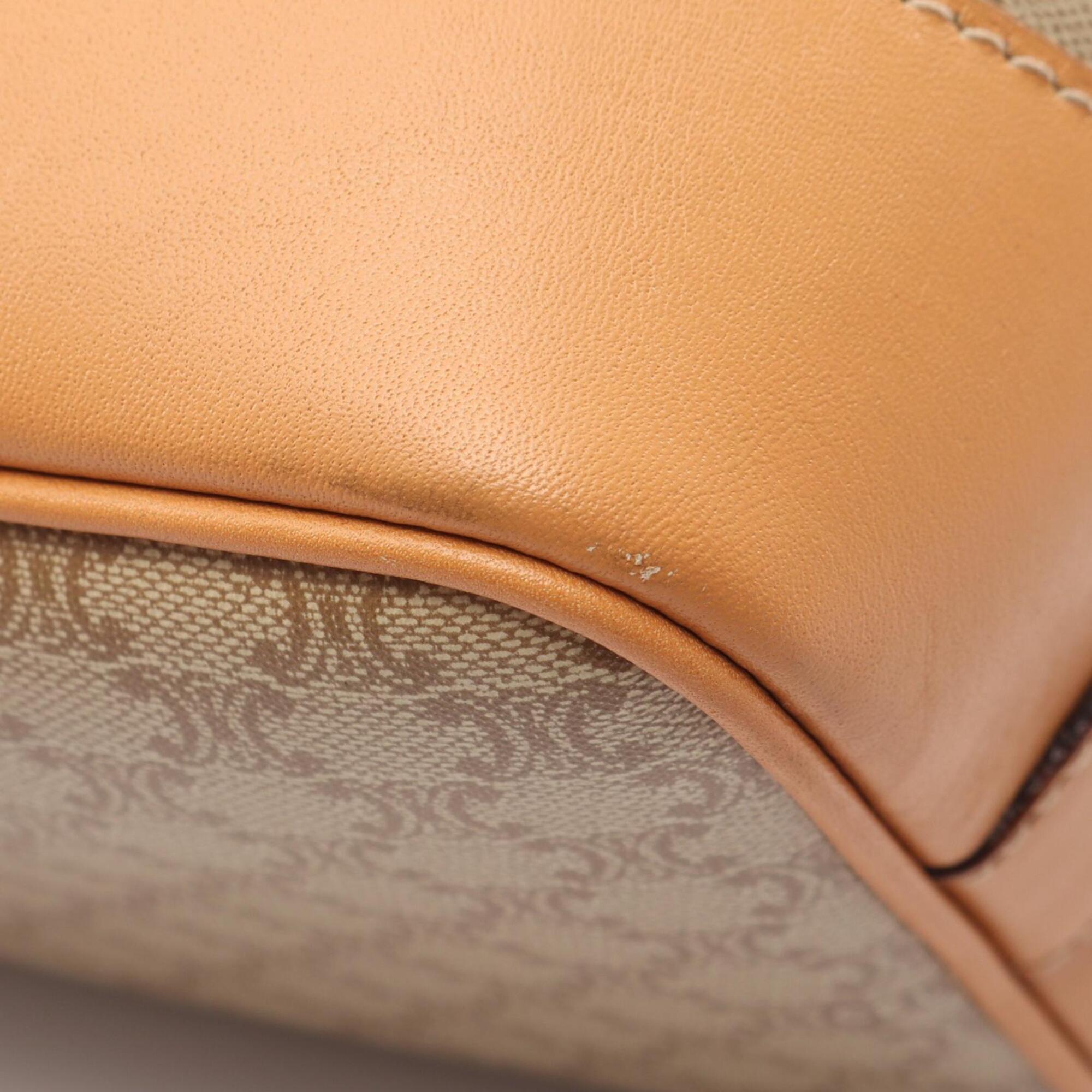 Celine Beige Coated Canvas Leather Handbag Shoulder Bag (Pre-Owned)