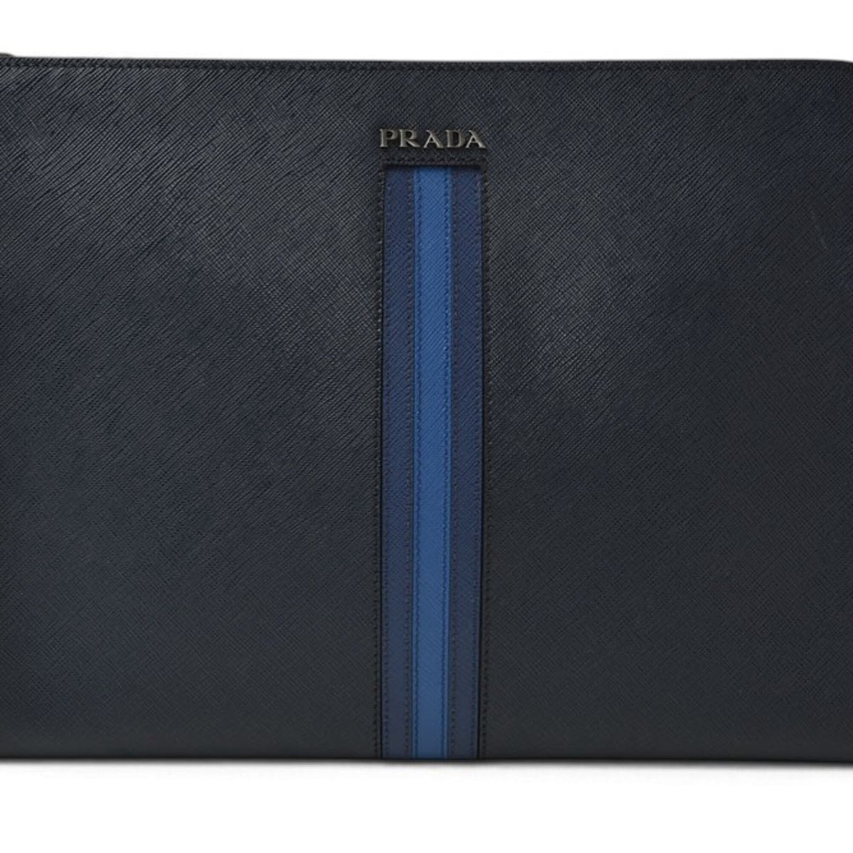 Prada Saffiano Navy Leather Clutch Bag (Pre-Owned)