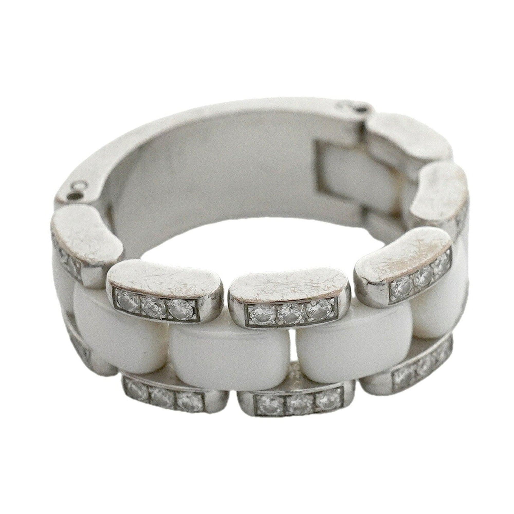 Chanel White White Gold (18K) Ceramic Band Ring (Pre-Owned)