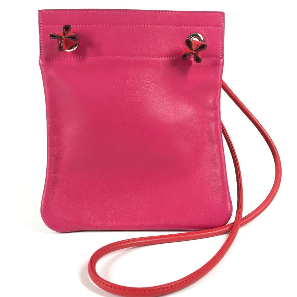 Hermes Pink Red Color Leather Pochette Shoulder Bag (Pre-Owned)