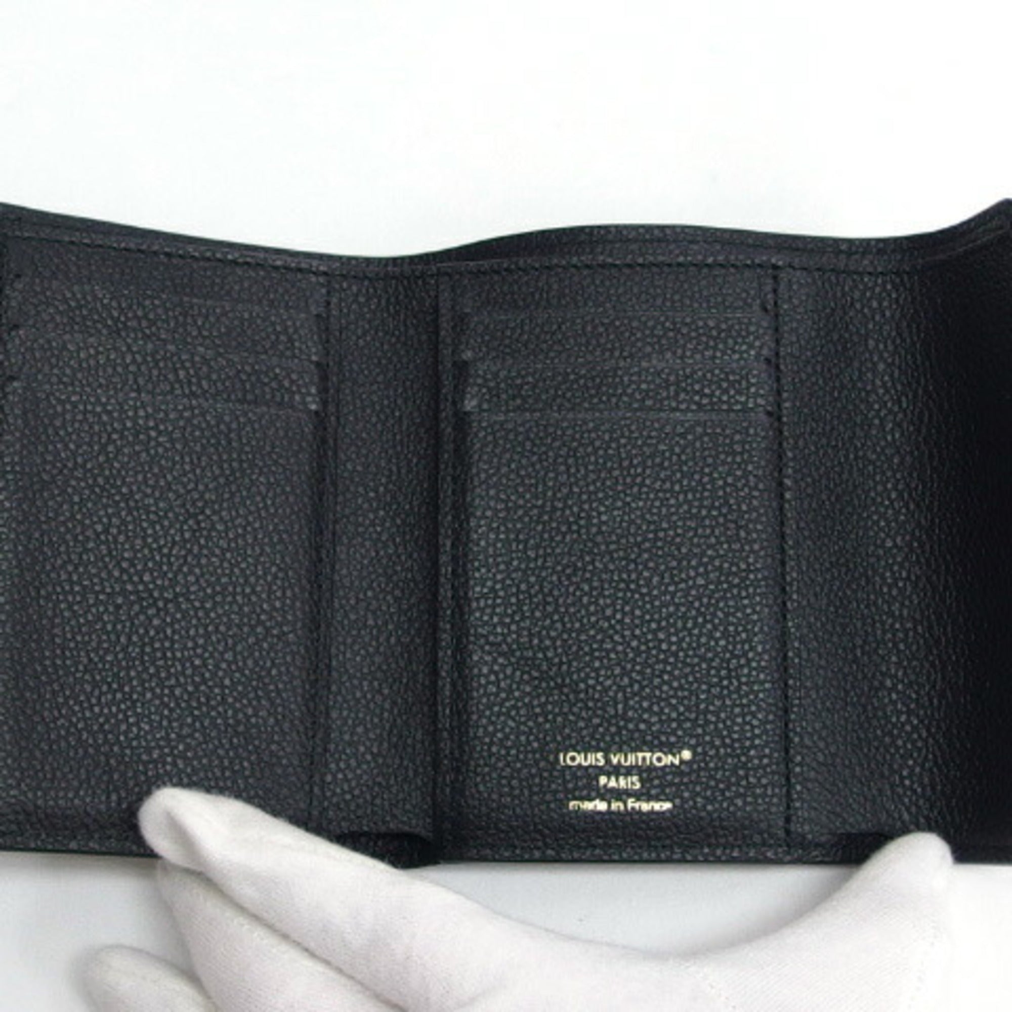 Louis Vuitton Black Noir Monogram Empreinte Leather Wallet (Tri-Fold) (Pre-Owned)
