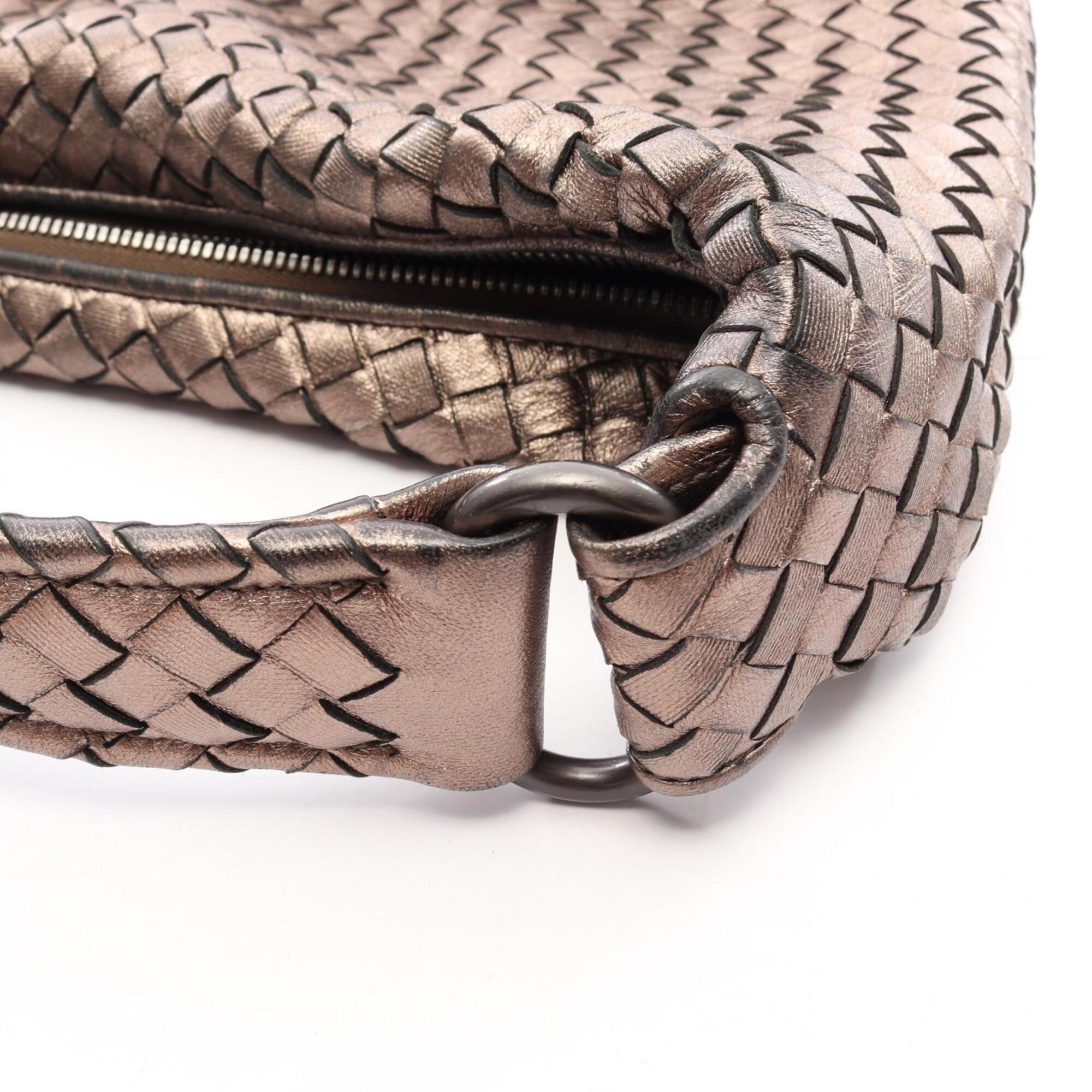 Bottega Veneta Gold Intrecciato Handbag Shoulder Bag (Pre-Owned)