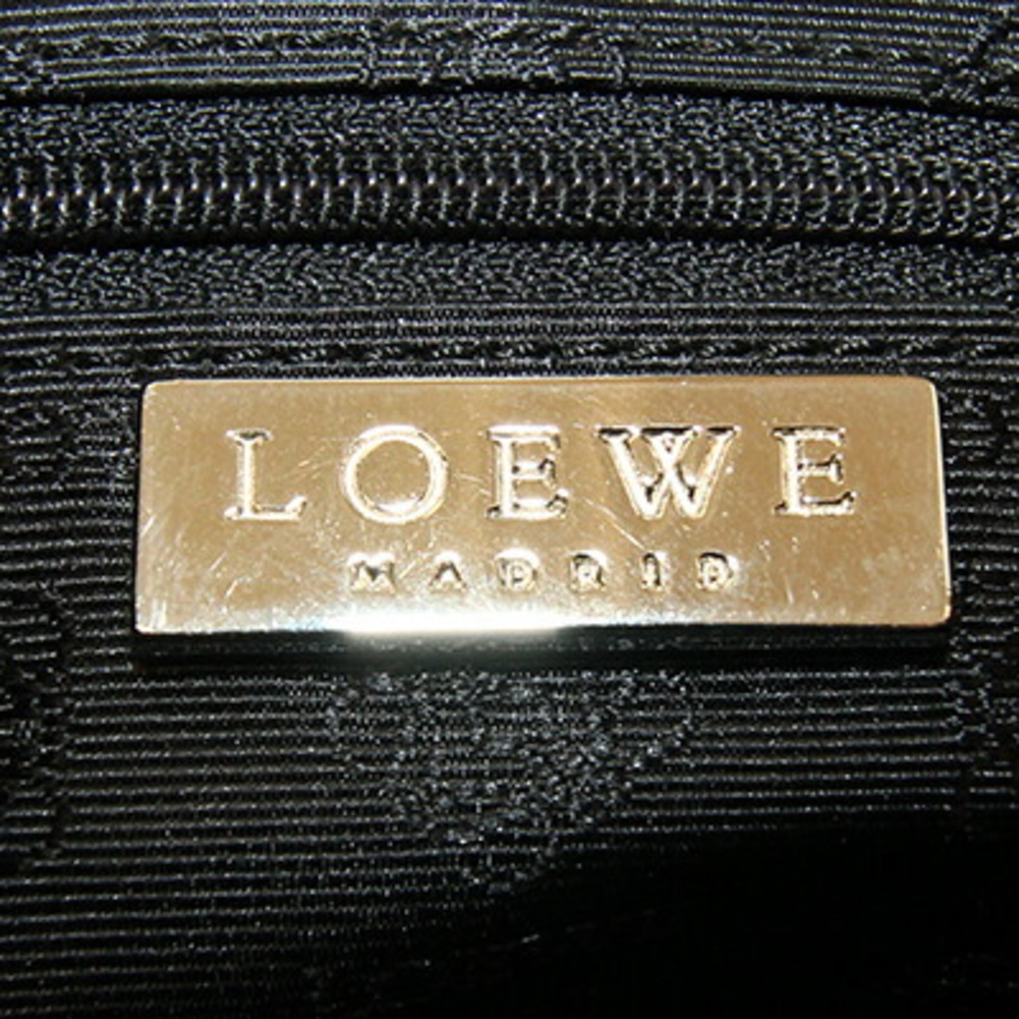 Loewe Black Gray Canvas Leather Handbag Shoulder Bag (Pre-Owned)