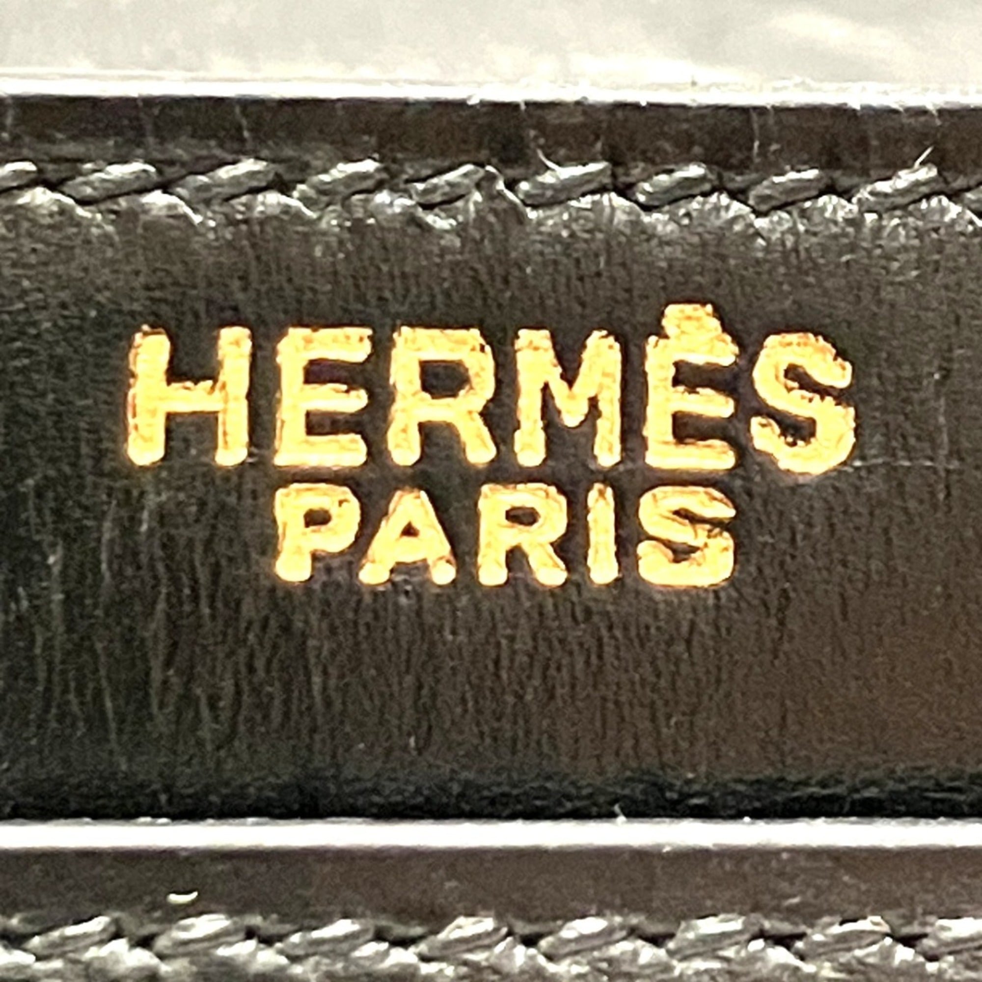 Hermes Piano Black Box Calf Leather Handbag (Pre-Owned)