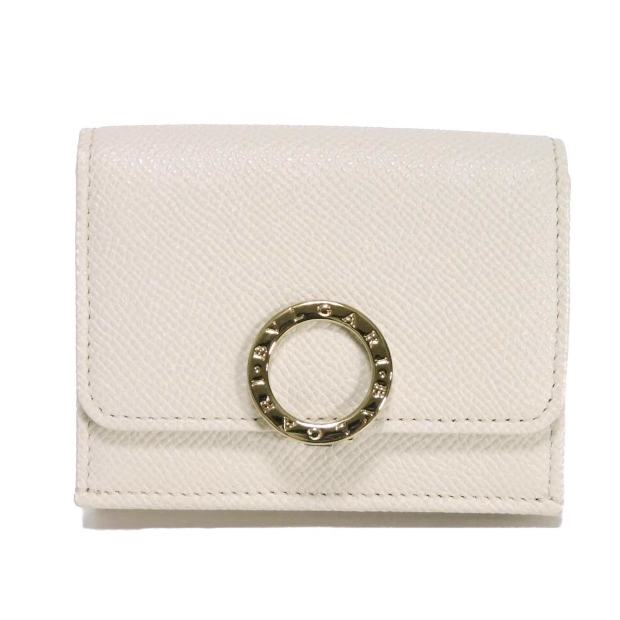 Bvlgari White Leather Wallet (Tri-Fold) (Pre-Owned)