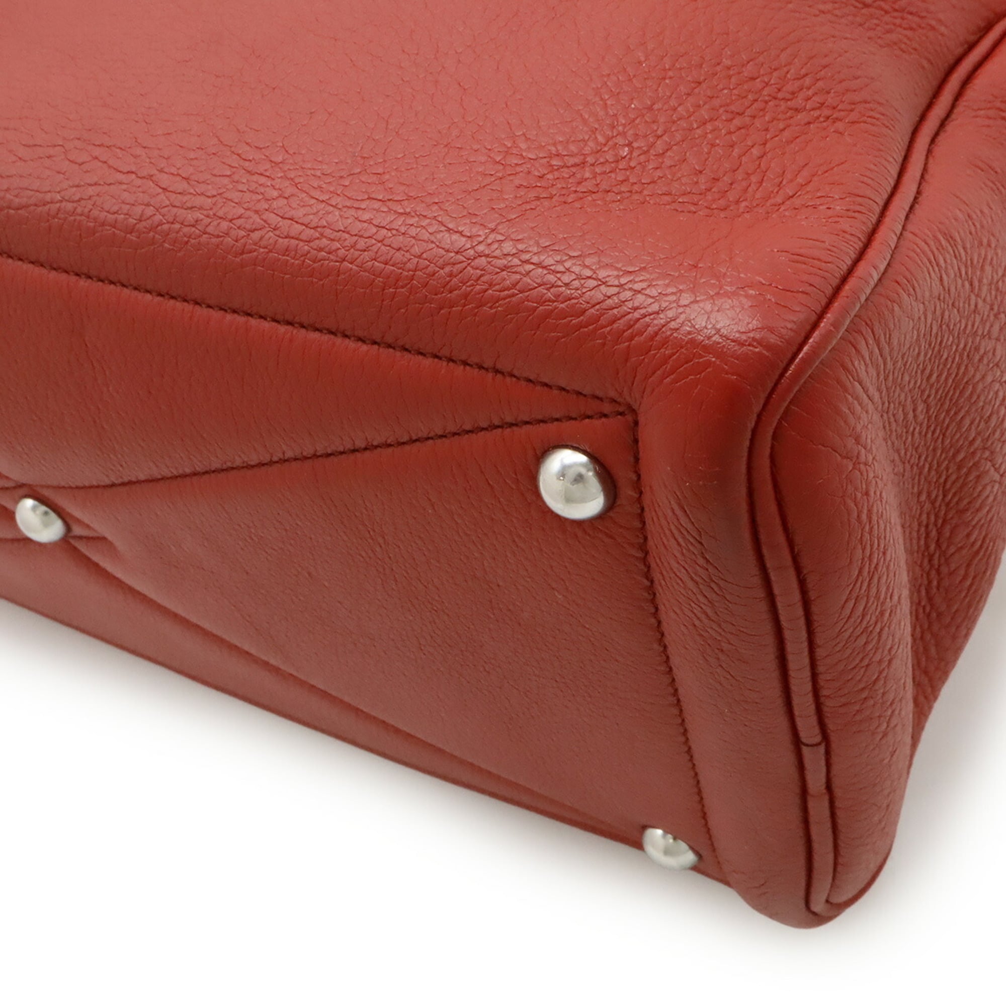 Hermes Red Color Taurillon Clemence Leather Handbag Shoulder Bag (Pre-Owned)