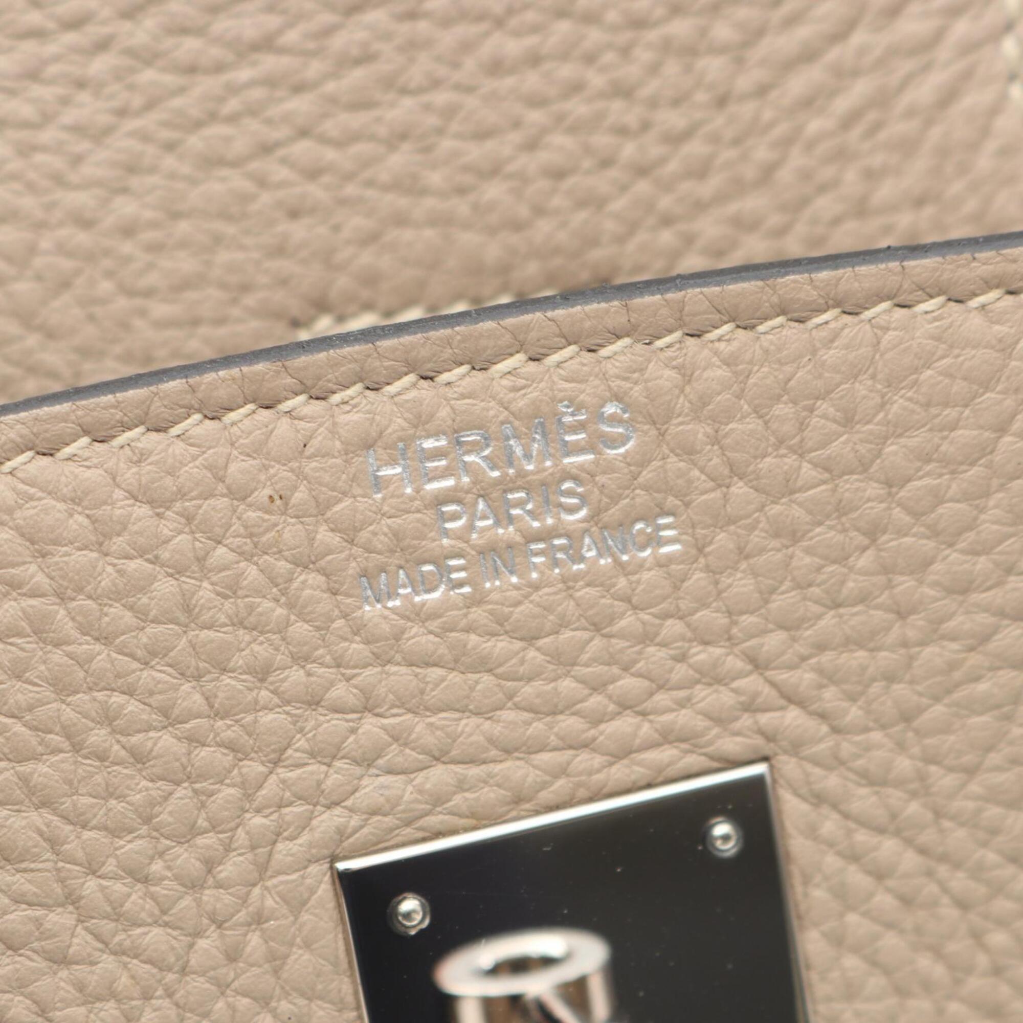 Hermes Beige Gris Tourterelle Leather Togo Leather Handbag (Pre-Owned)