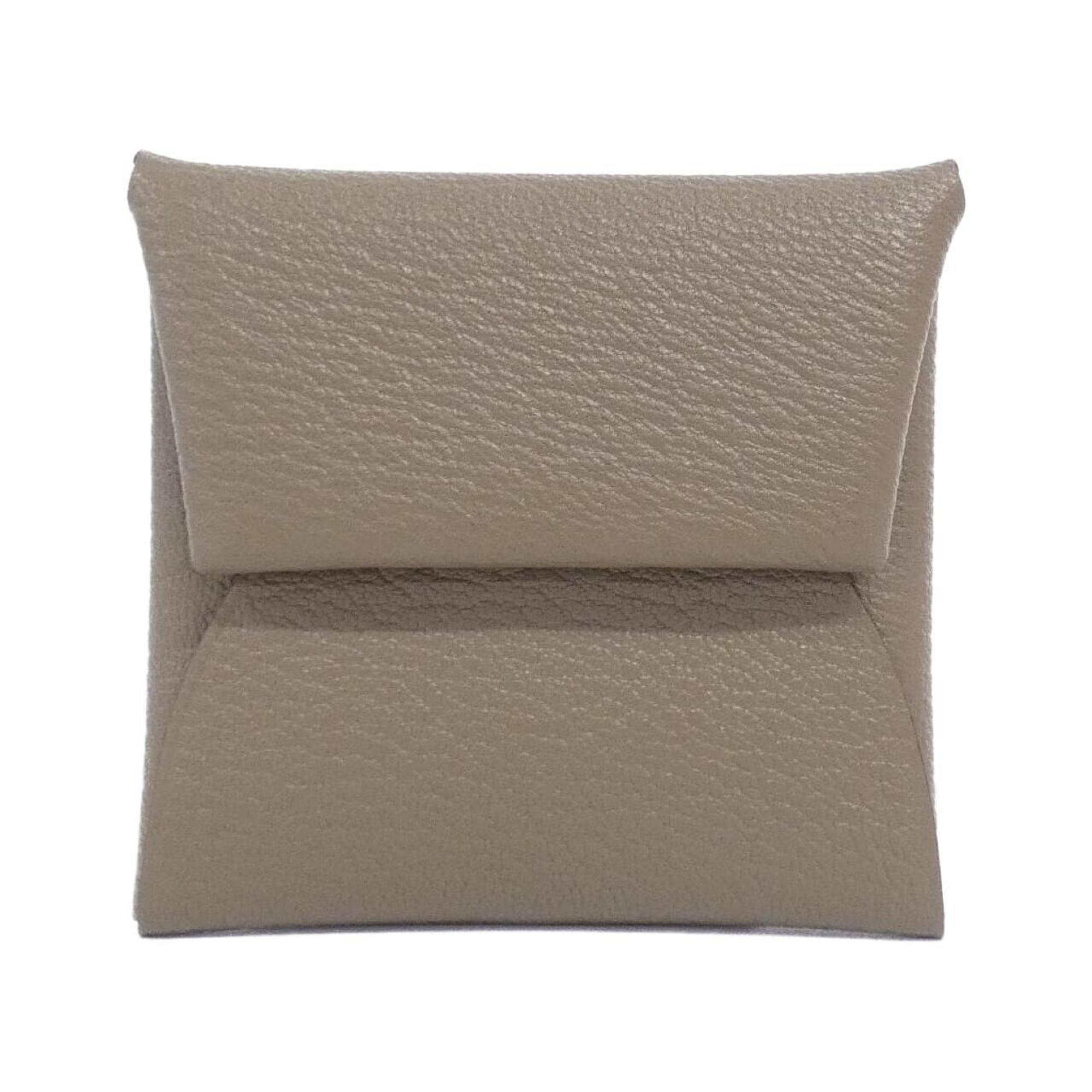 Hermes Etoupe Gray Chevre Leather Coin Purse/Coin Case (Pre-Owned)