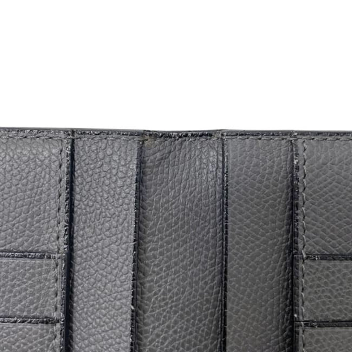 Valextra Gray Leather Long Wallet (Bi-Fold) (Pre-Owned)
