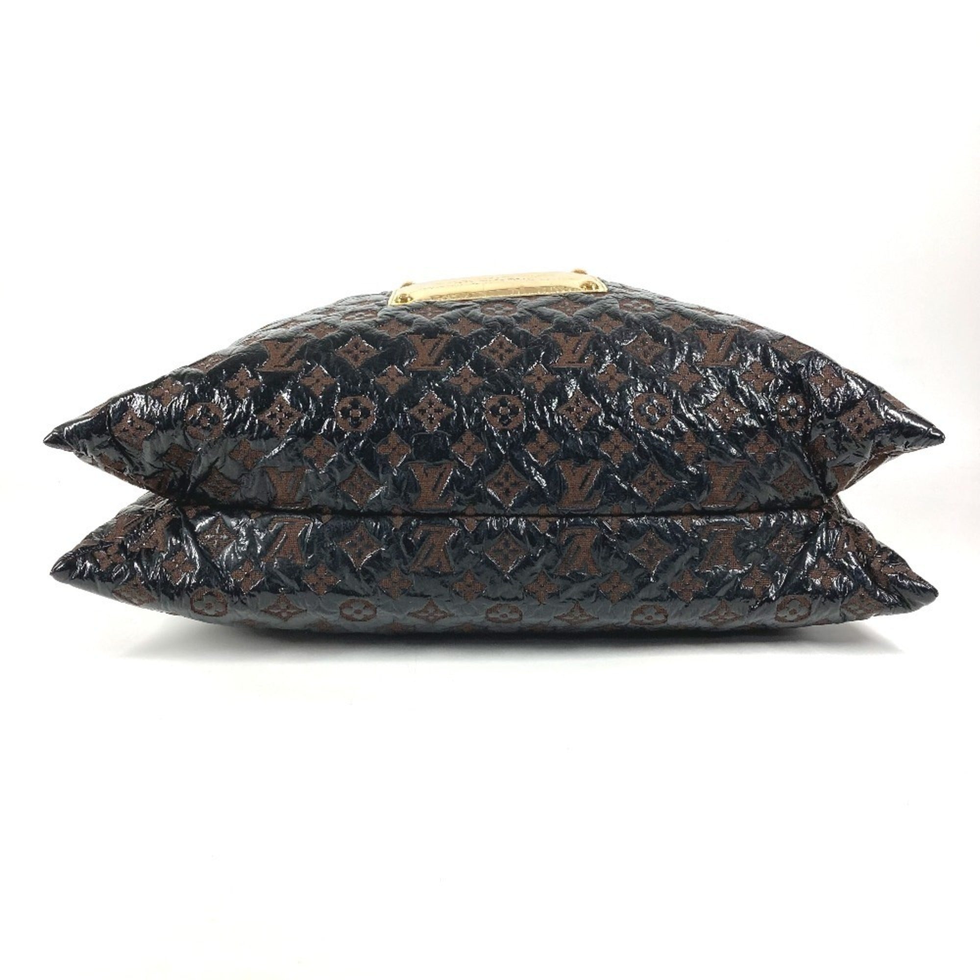 Louis Vuitton Black Brown Leather Canvas Vinyl Shoulder Bag Tote Bag (Pre-Owned)