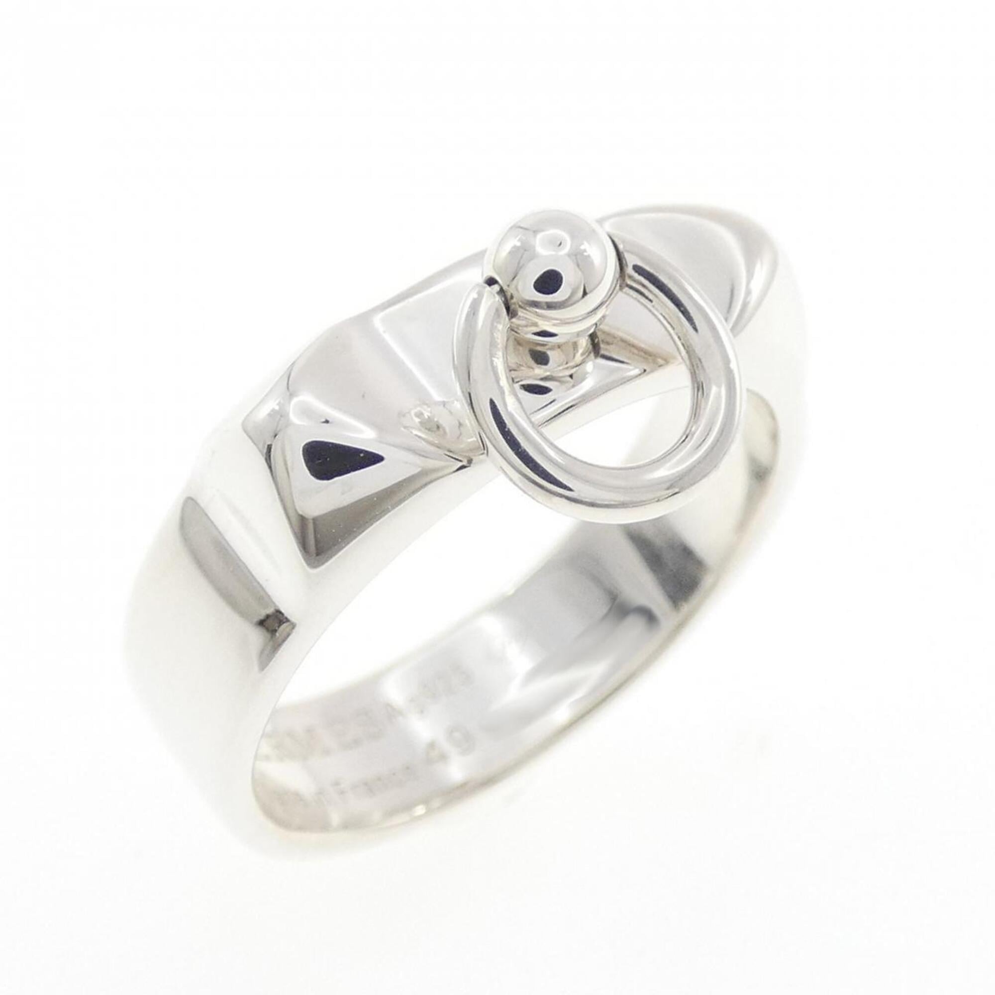 Hermes Silver Silver 925 Band Ring (Pre-Owned)