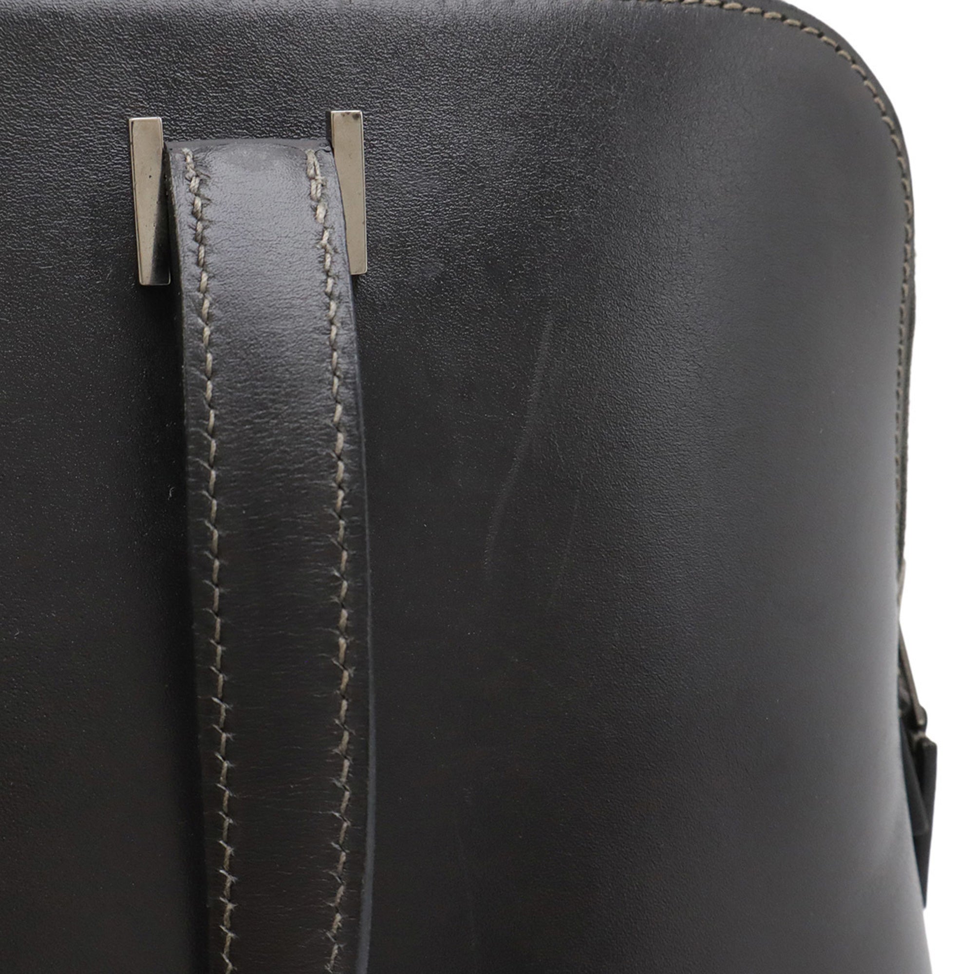 Hermes Dark Gray Box Calf Leather Handbag Tote Bag (Pre-Owned)