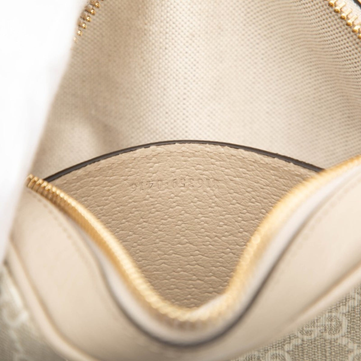 Gucci Sherry Line Beige White Pvc Leather Shoulder Bag (Pre-Owned)