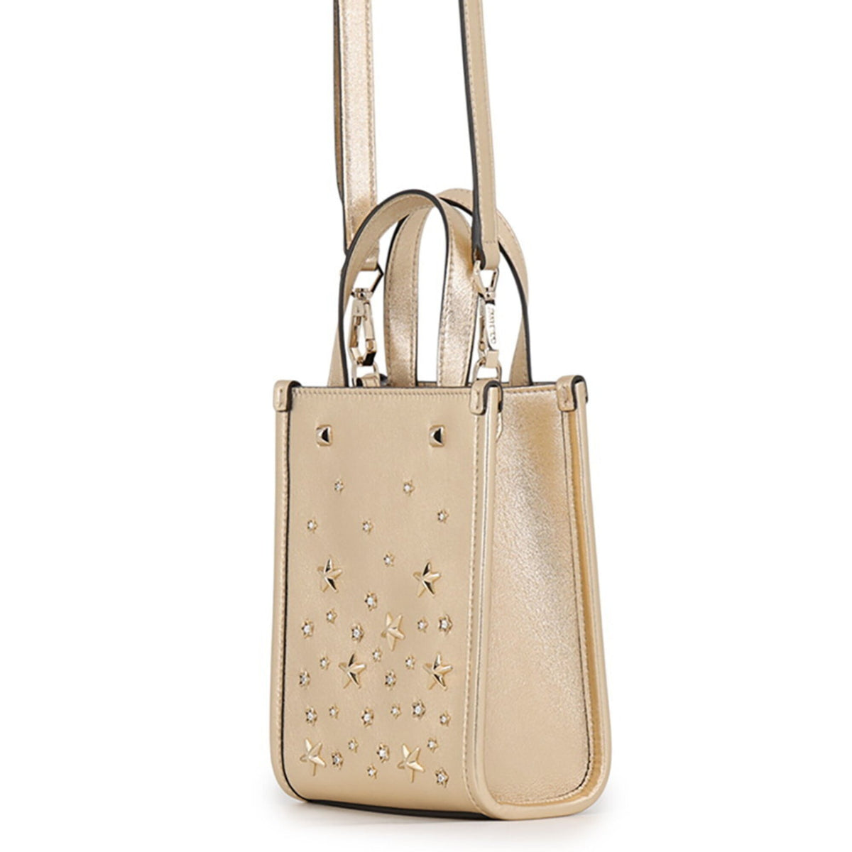 Jimmy Choo Gold Rhinestone Leather Handbag Shoulder Bag (Pre-Owned)