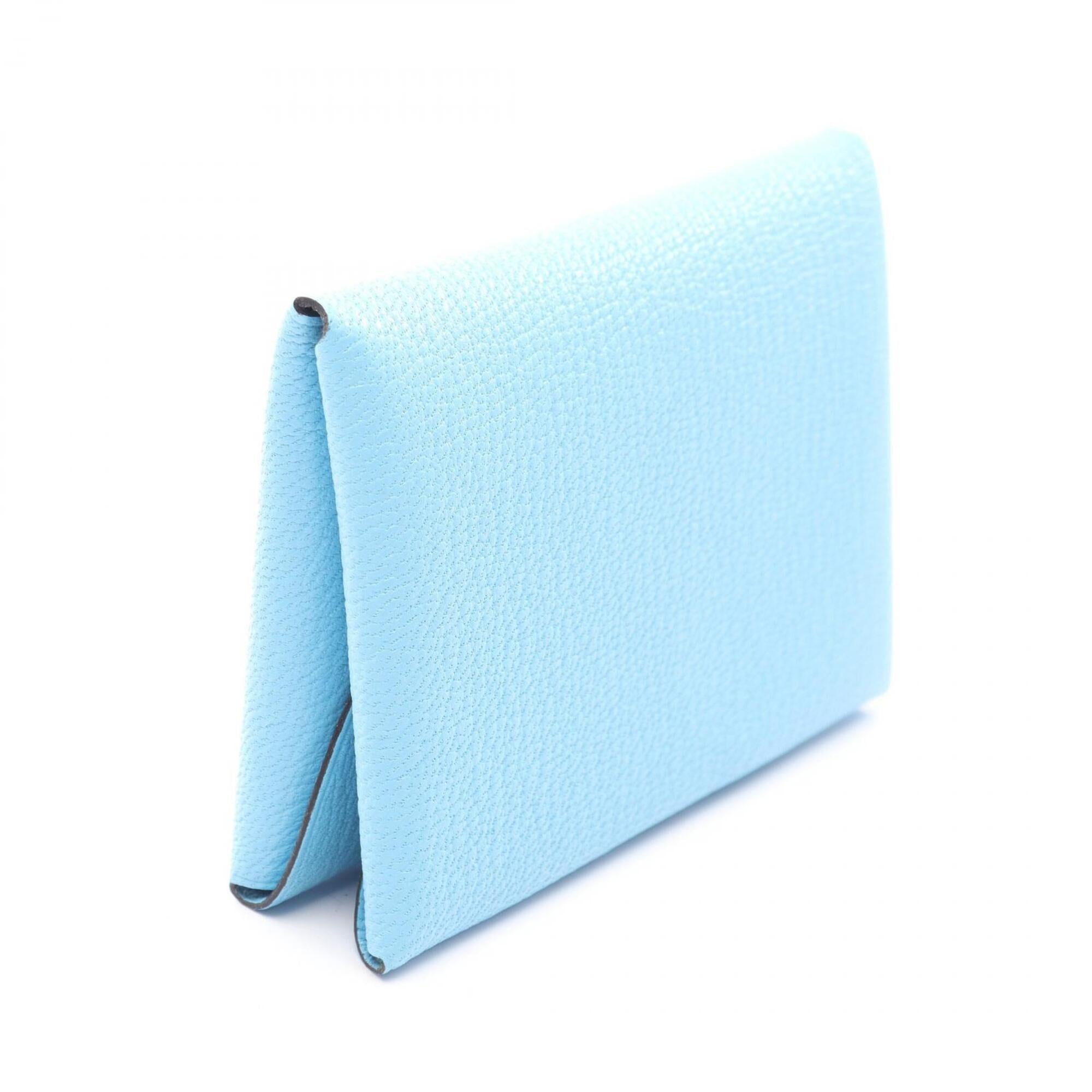 Hermes Blue Chevre Leather Coin Purse/Coin Case (Pre-Owned)