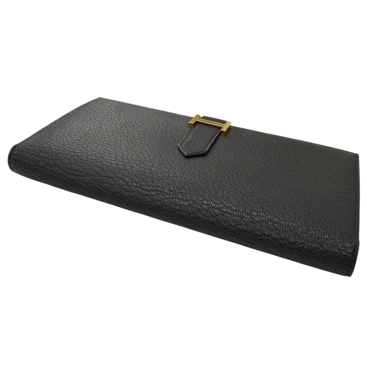 Hermes Black Chevre Leather Long Wallet (Bi-Fold) (Pre-Owned)