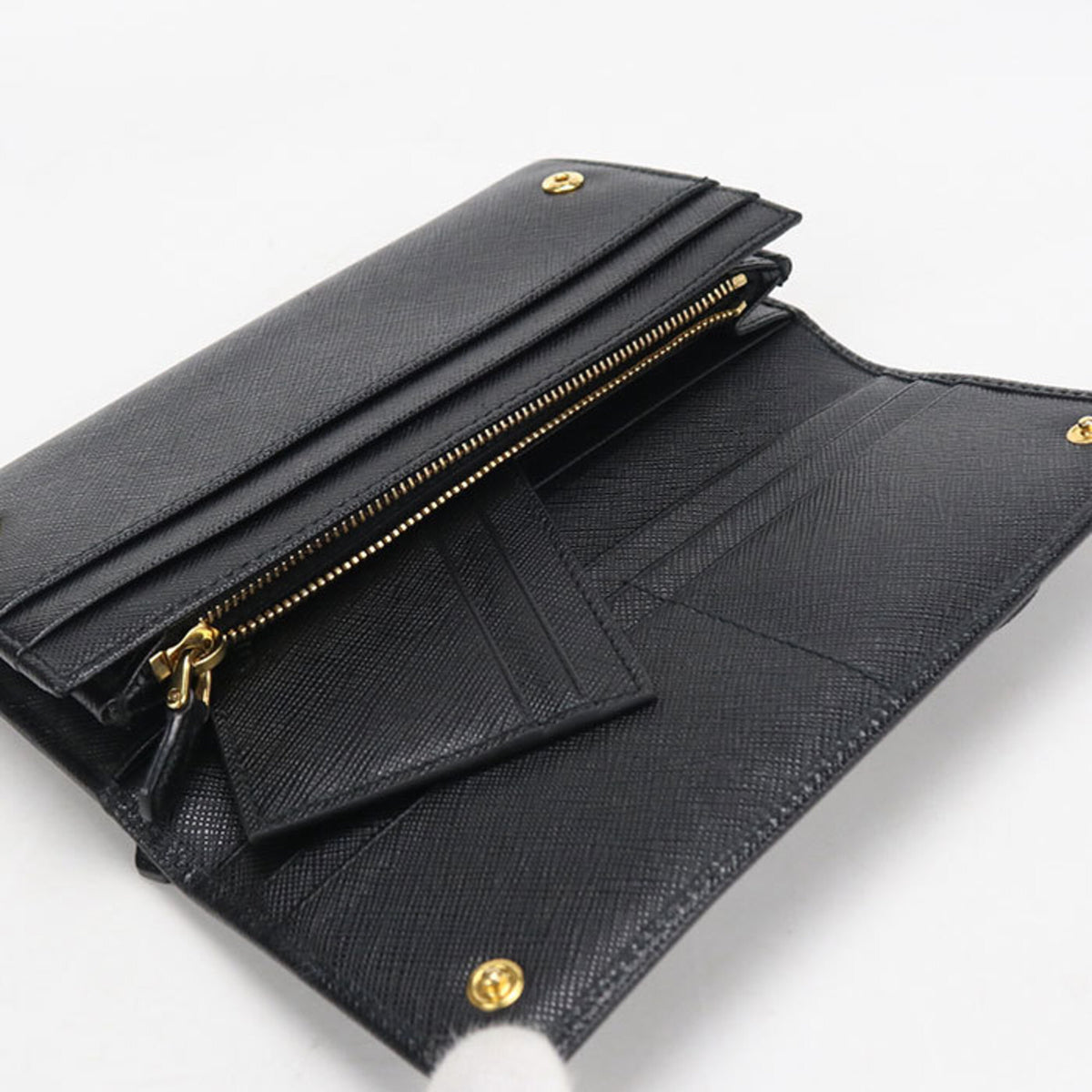 Prada Black Leather Long Wallet (Bi-Fold) (Pre-Owned)