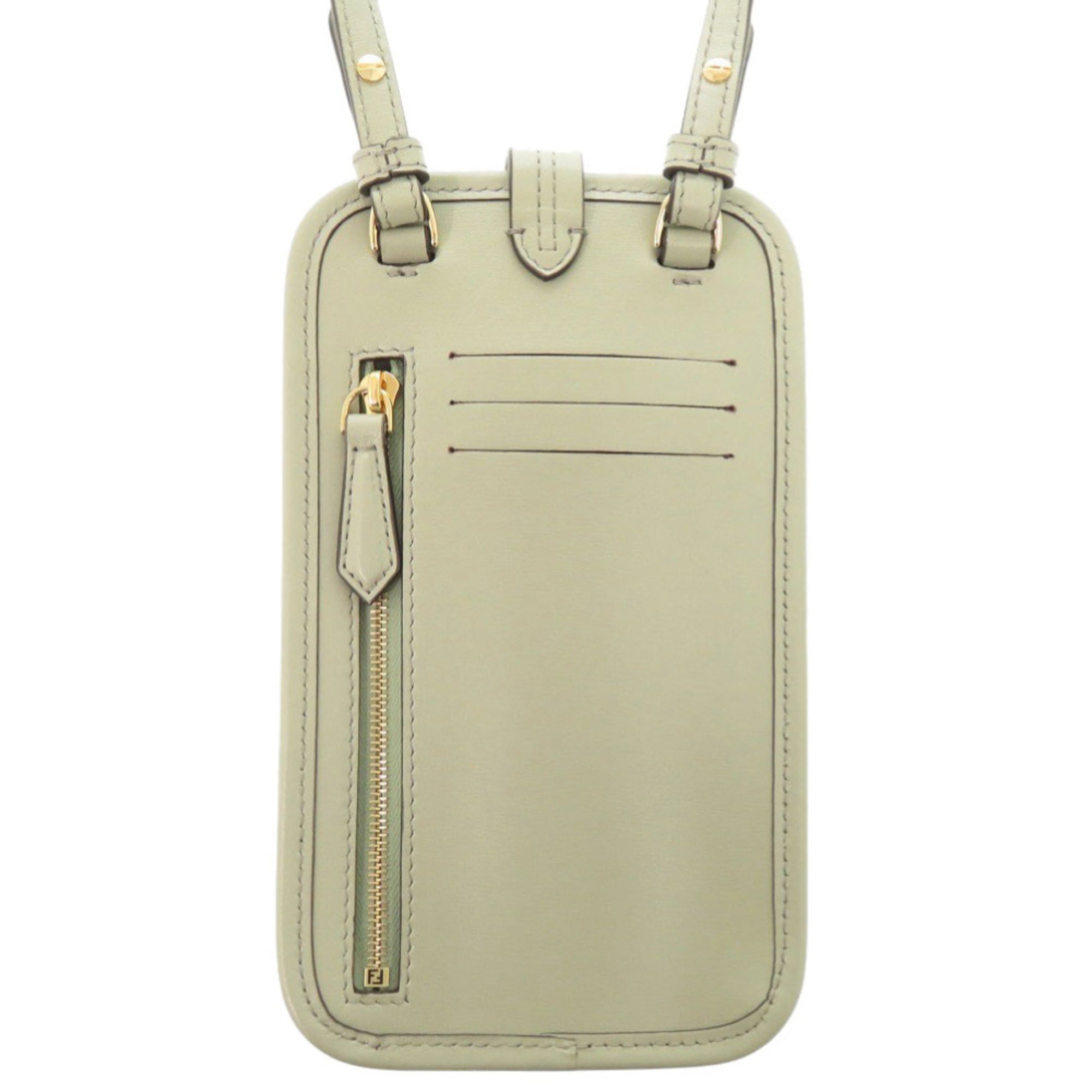 Fendi Green Leather Pouch Shoulder Bag (Pre-Owned)