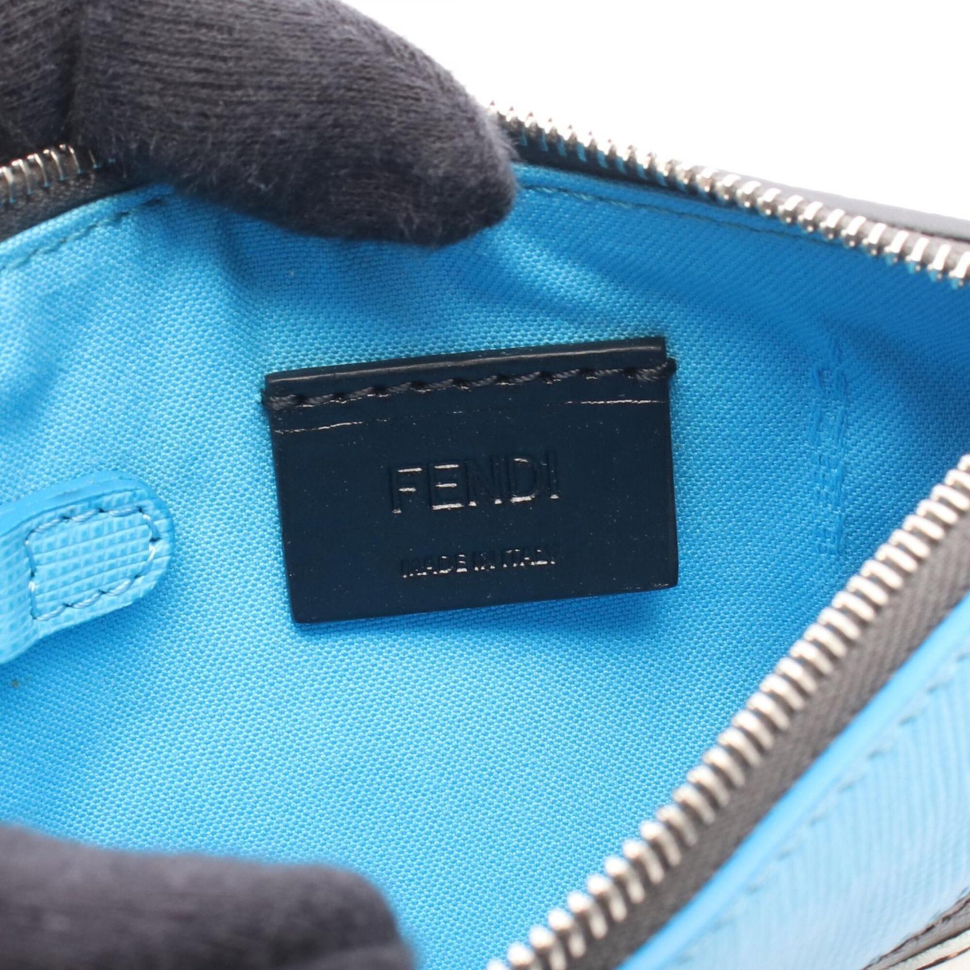 Fendi Blue Gray Multi-Color Leather Coin Purse/Coin Case (Pre-Owned)