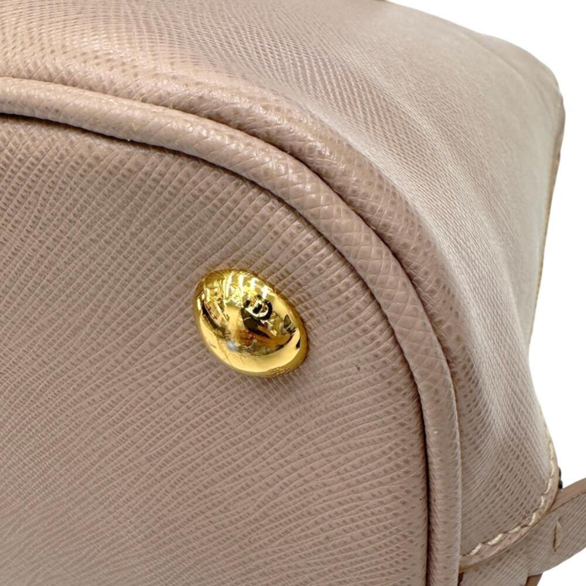 Prada Saffiano Pink Beige Leather Handbag Shoulder Bag (Pre-Owned)