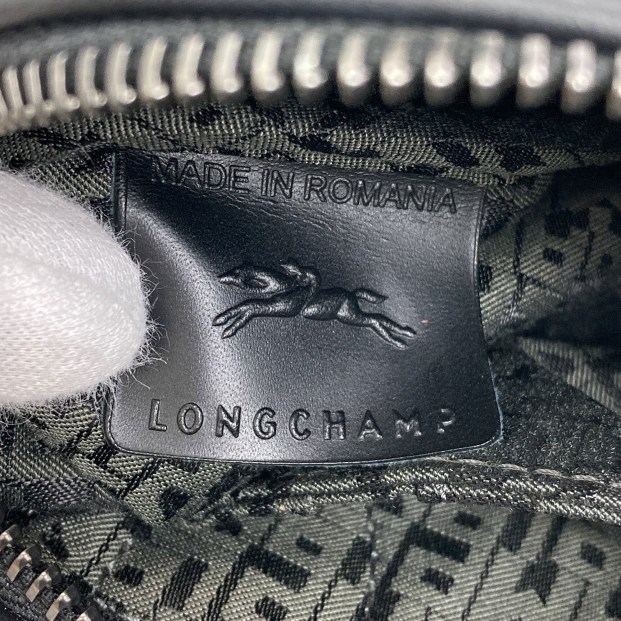 Longchamp Le Pliage Black Leather Handbag (Pre-Owned)