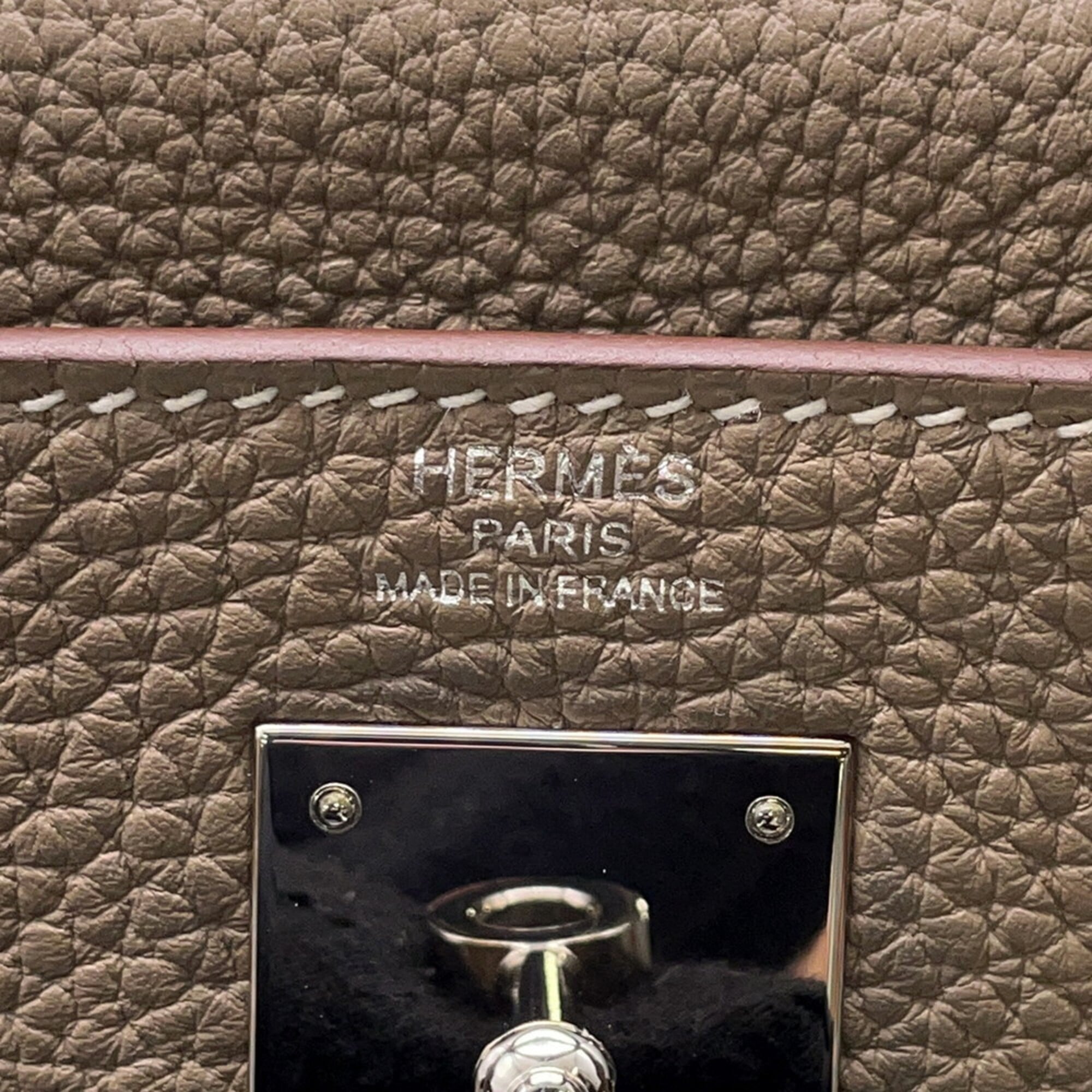 Hermes Kelly Etoupe Gray Togo Leather Handbag (Pre-Owned)