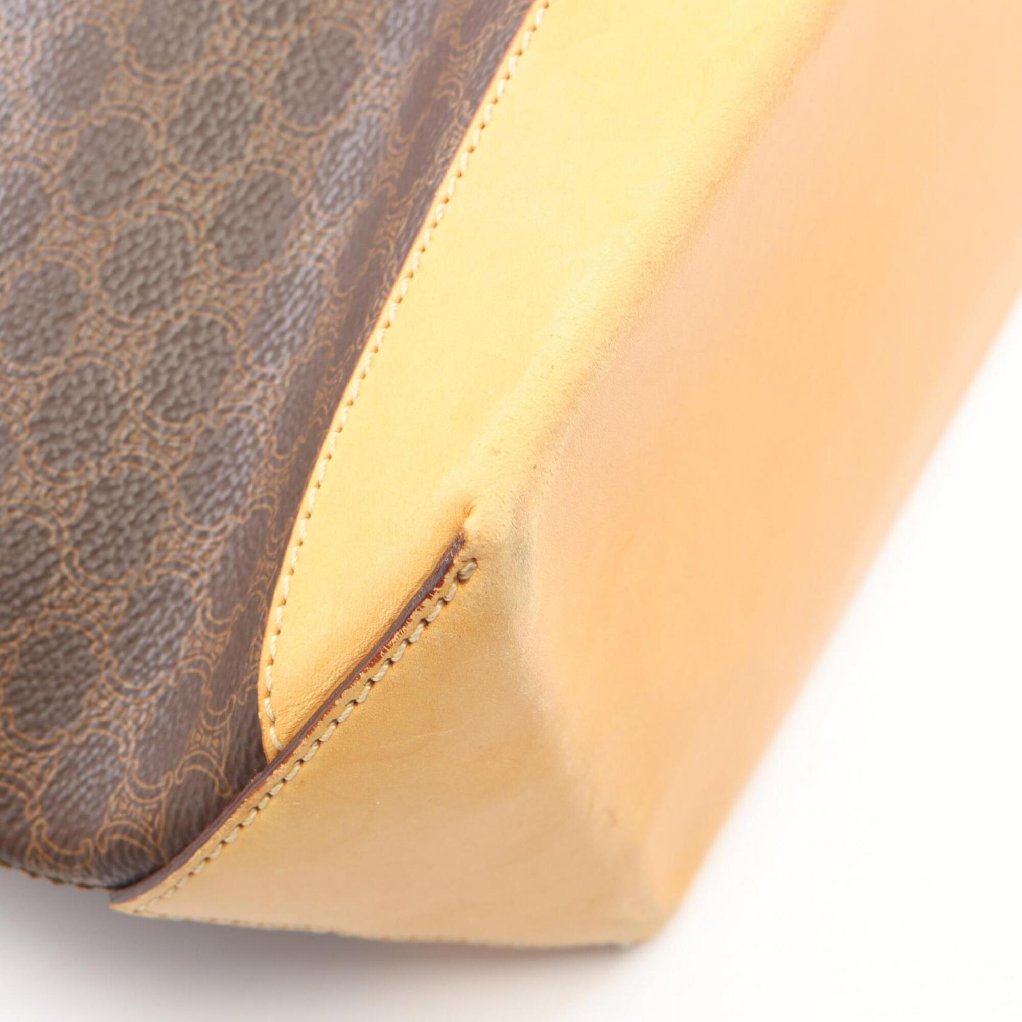 Celine Brown Coated Canvas Leather Handbag Tote Bag (Pre-Owned)