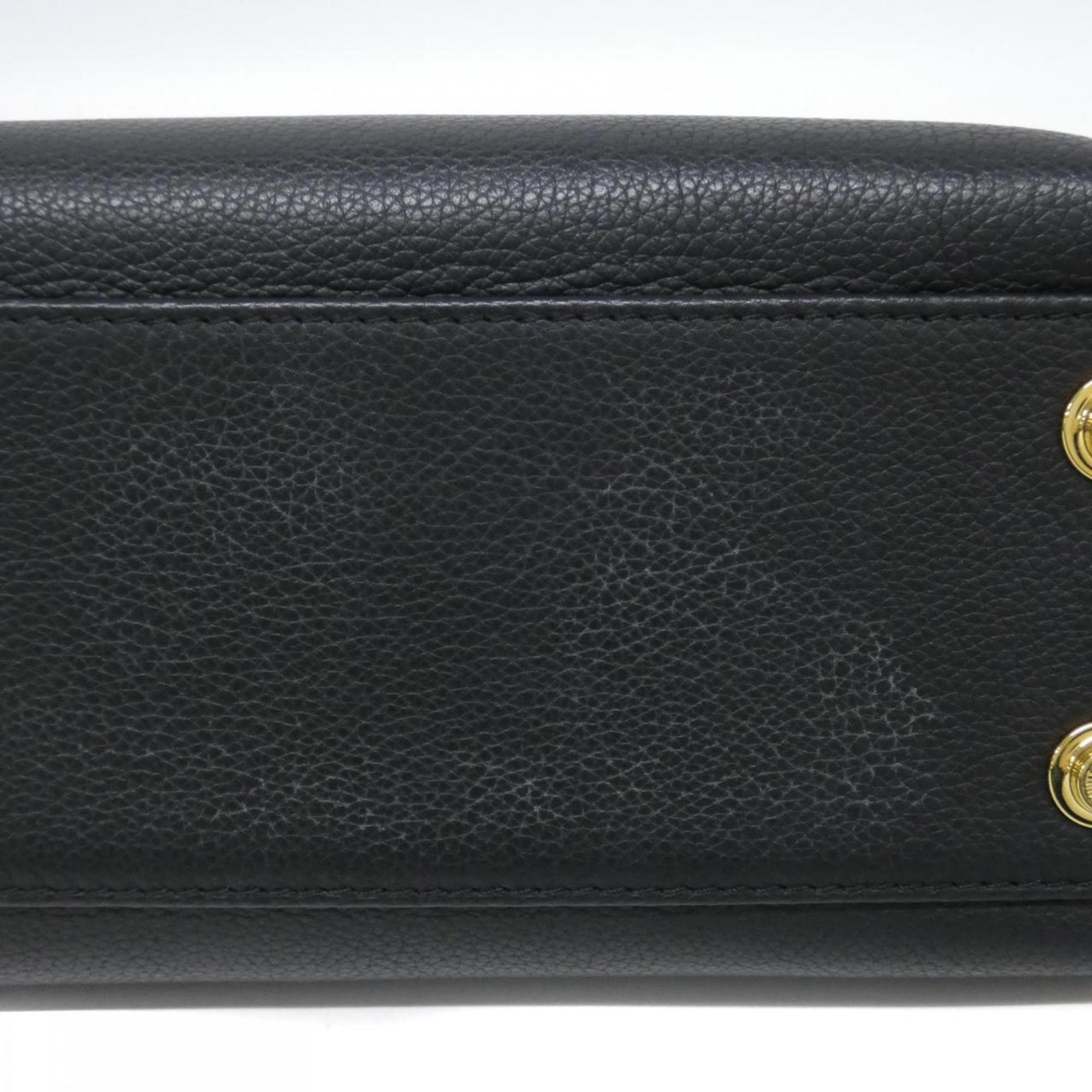 Louis Vuitton Black Leather Coated Canvas Handbag (Pre-Owned)