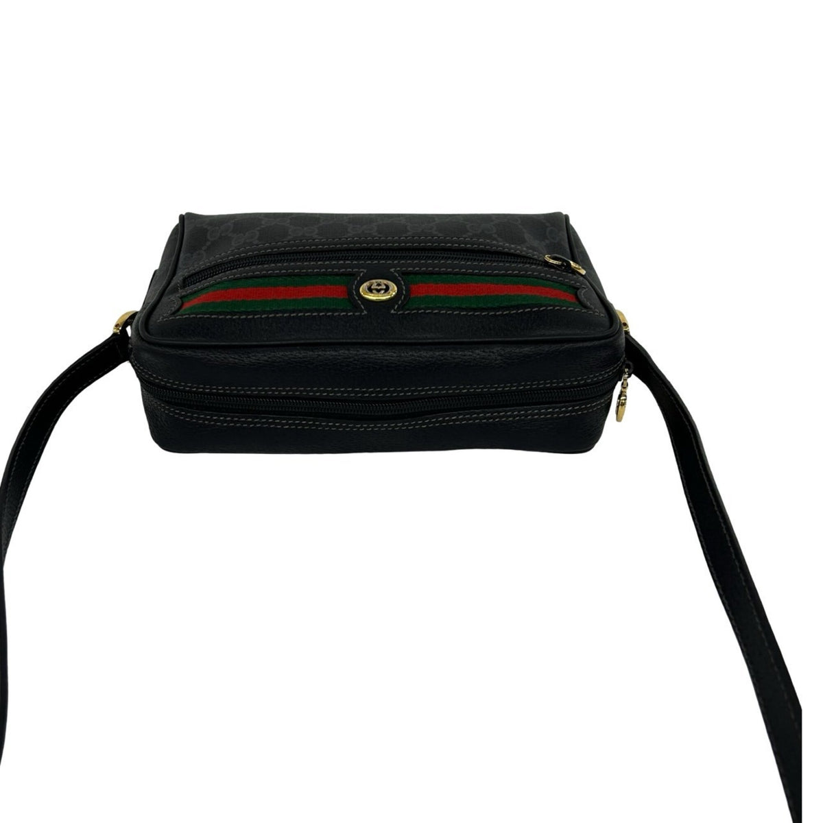 Gucci Black Green Red Color Leather Pvc Shoulder Bag (Pre-Owned)
