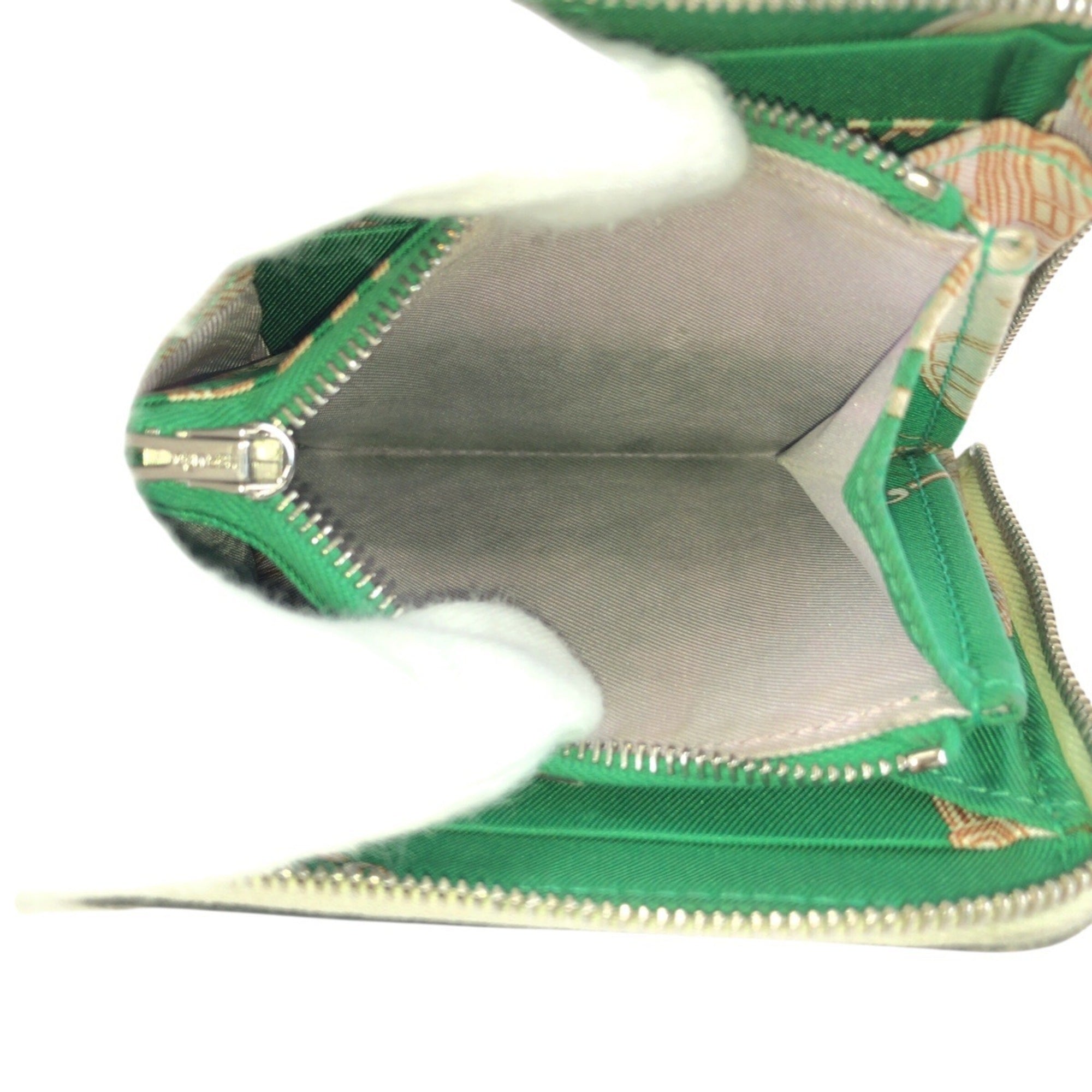 Hermes Light Green Epsom Leather Silk Coin Purse/Coin Case (Pre-Owned)