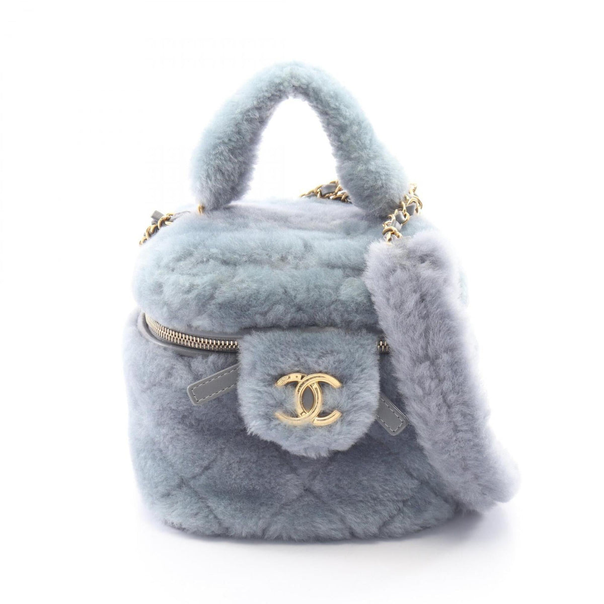Chanel Gray Leather Handbag Shoulder Bag (Pre-Owned)