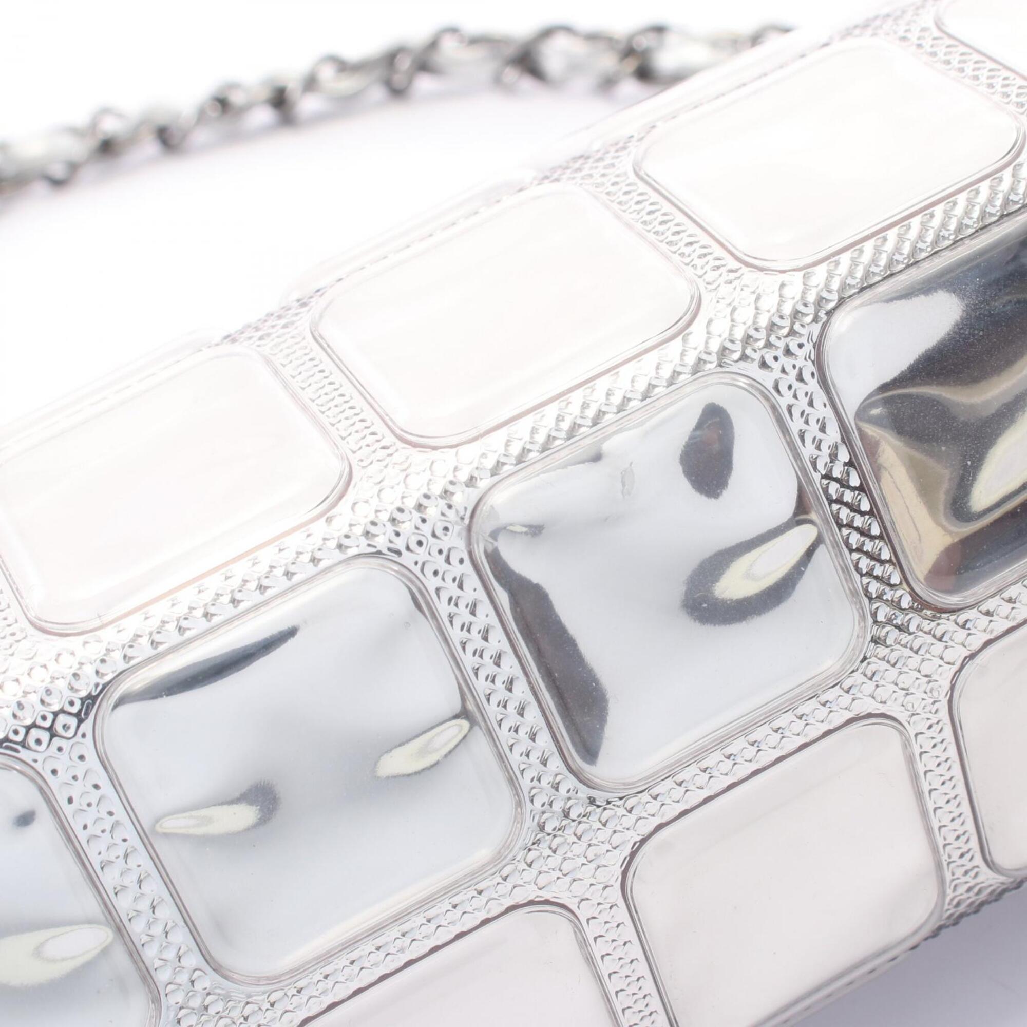 Chanel Silver Vinyl Leather Handbag (Pre-Owned)