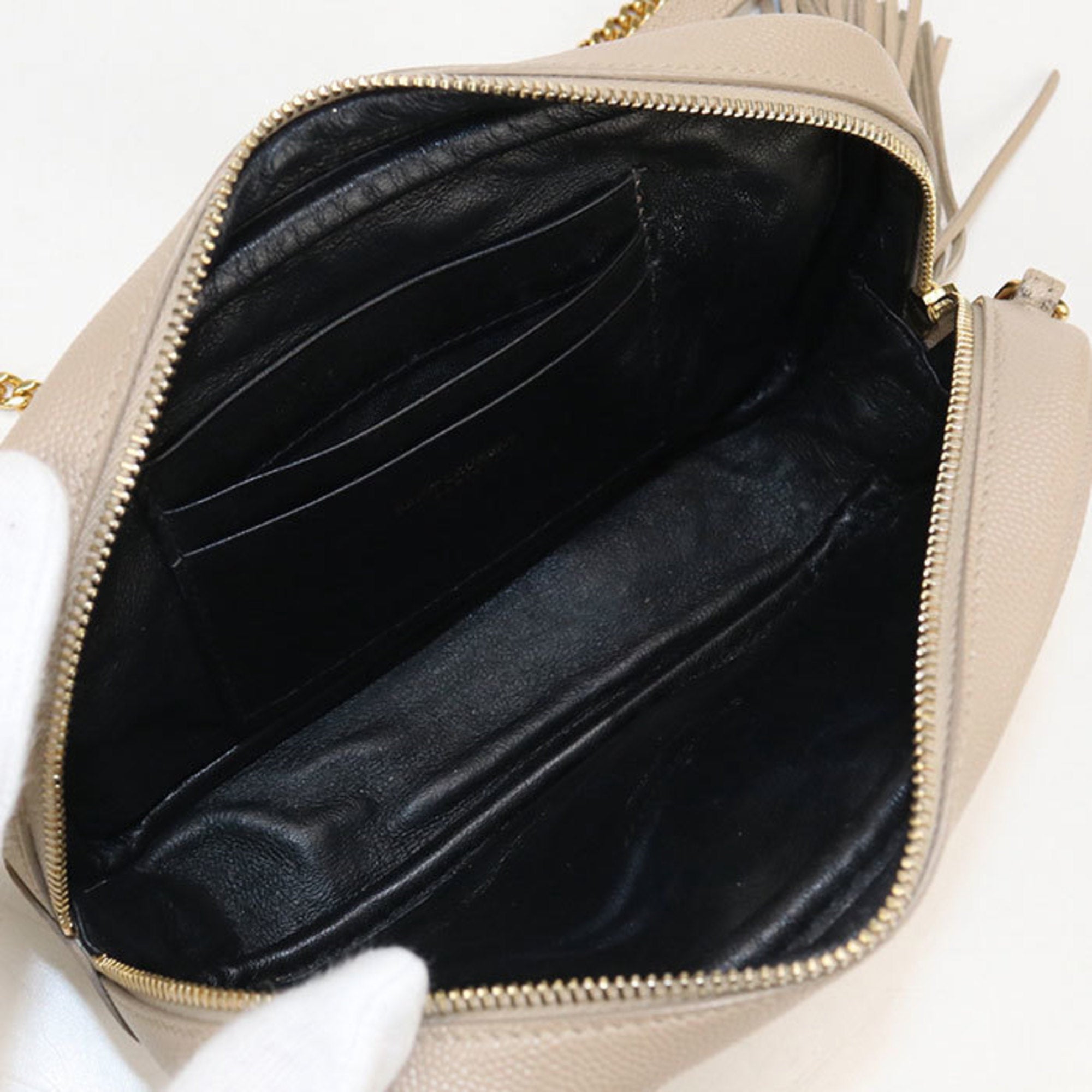 Saint Laurent Beige Leather Shoulder Bag (Pre-Owned)