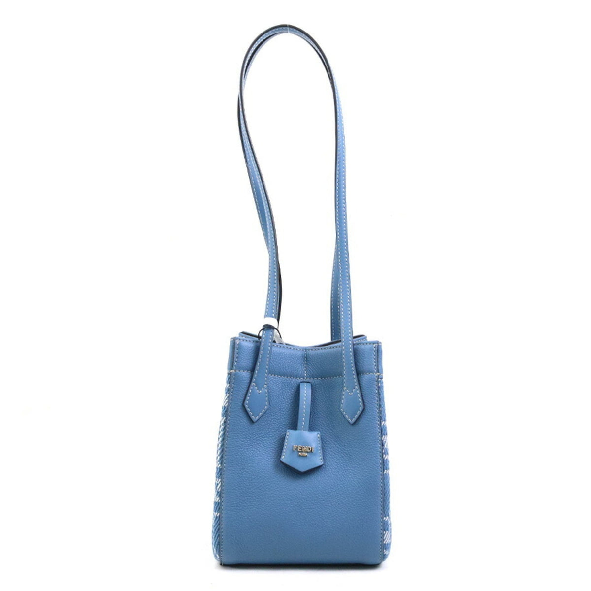 Fendi Blue Canvas Leather Shoulder Bag (Pre-Owned)