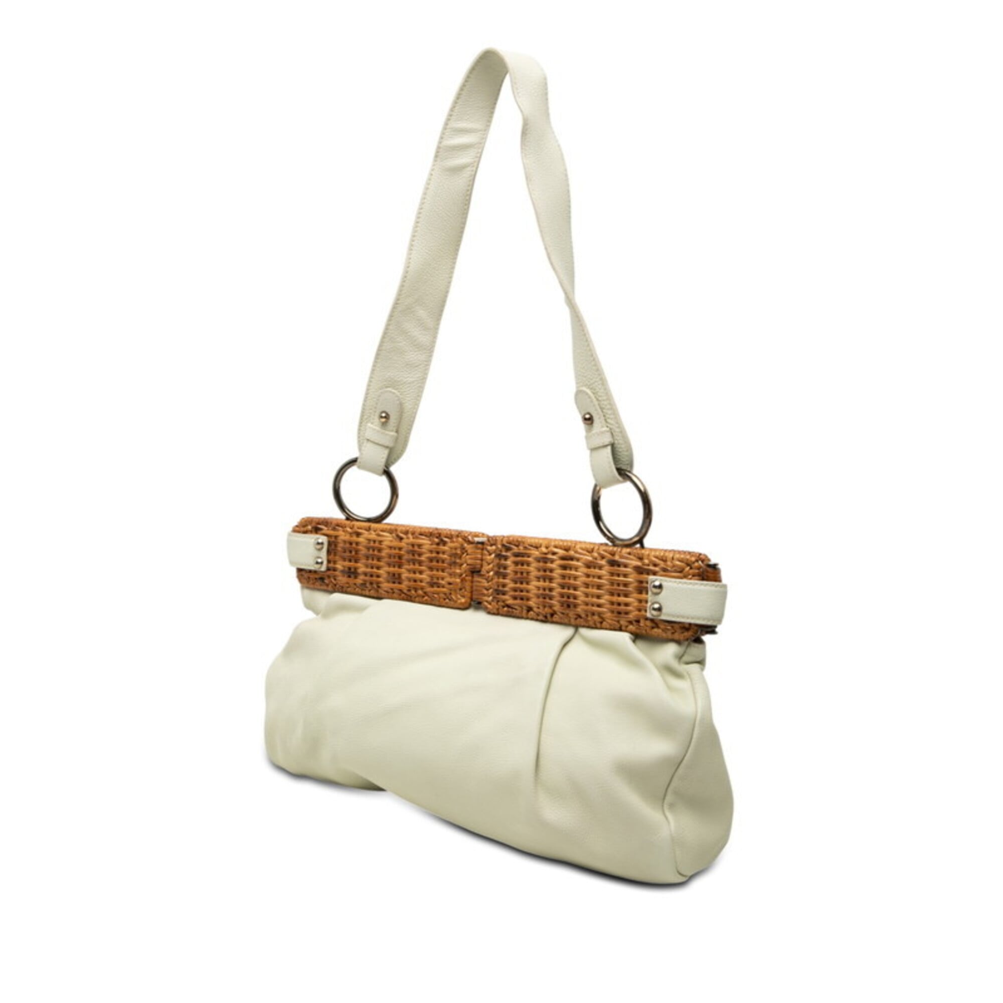 Salvatore Ferragamo Off-White Leather Shoulder Bag (Pre-Owned)