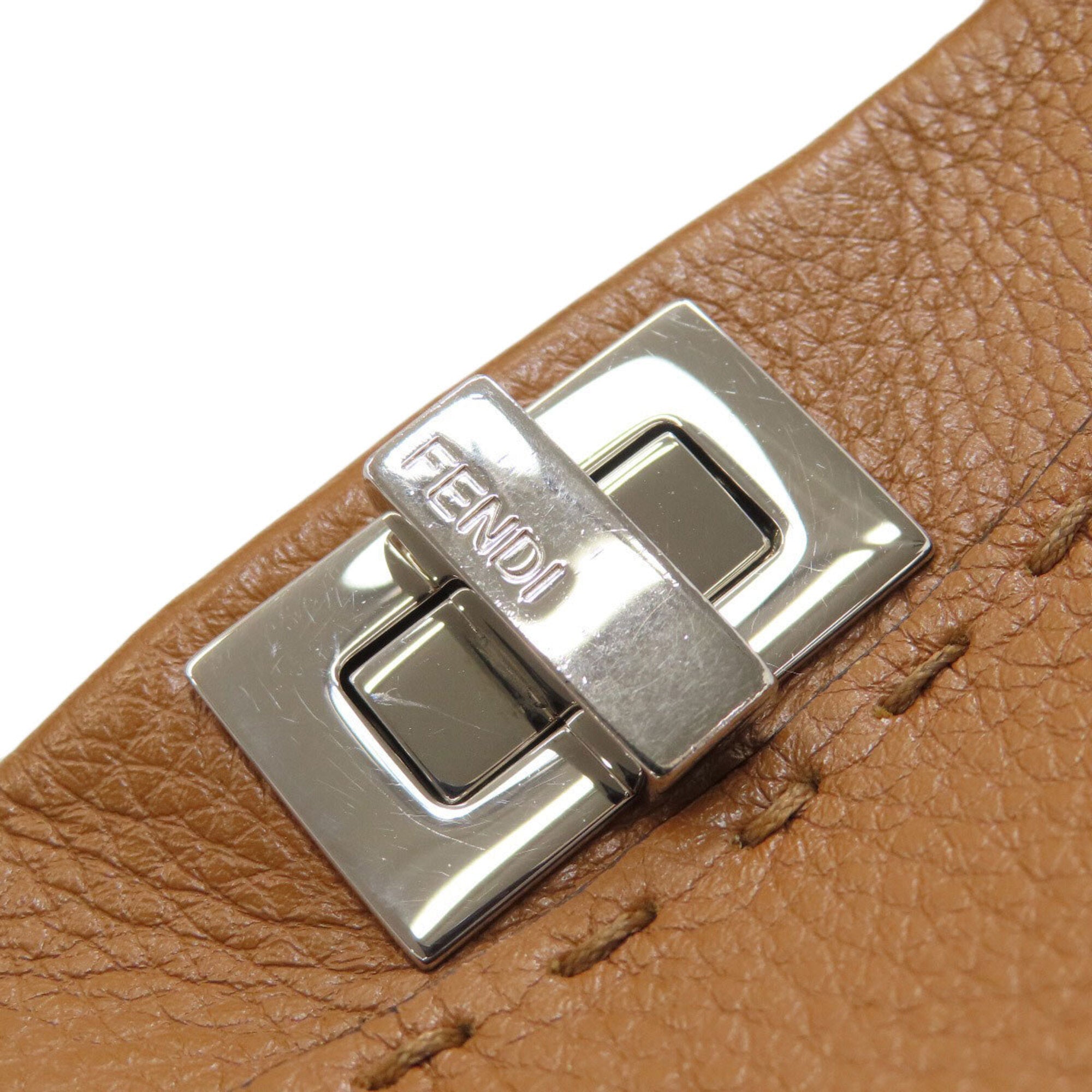 Fendi Peekaboo Brown Leather Handbag (Pre-Owned)
