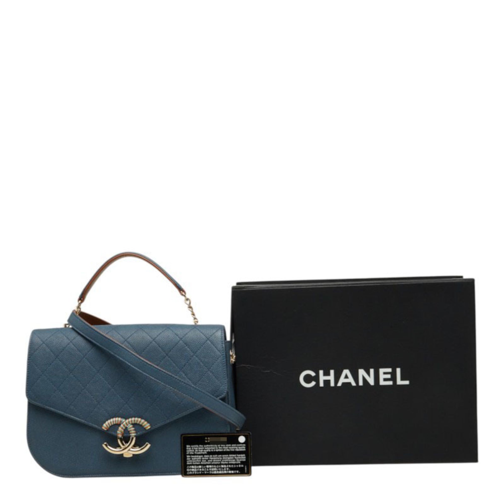 Chanel Blue Grained Calfskin Handbag Shoulder Bag (Pre-Owned)
