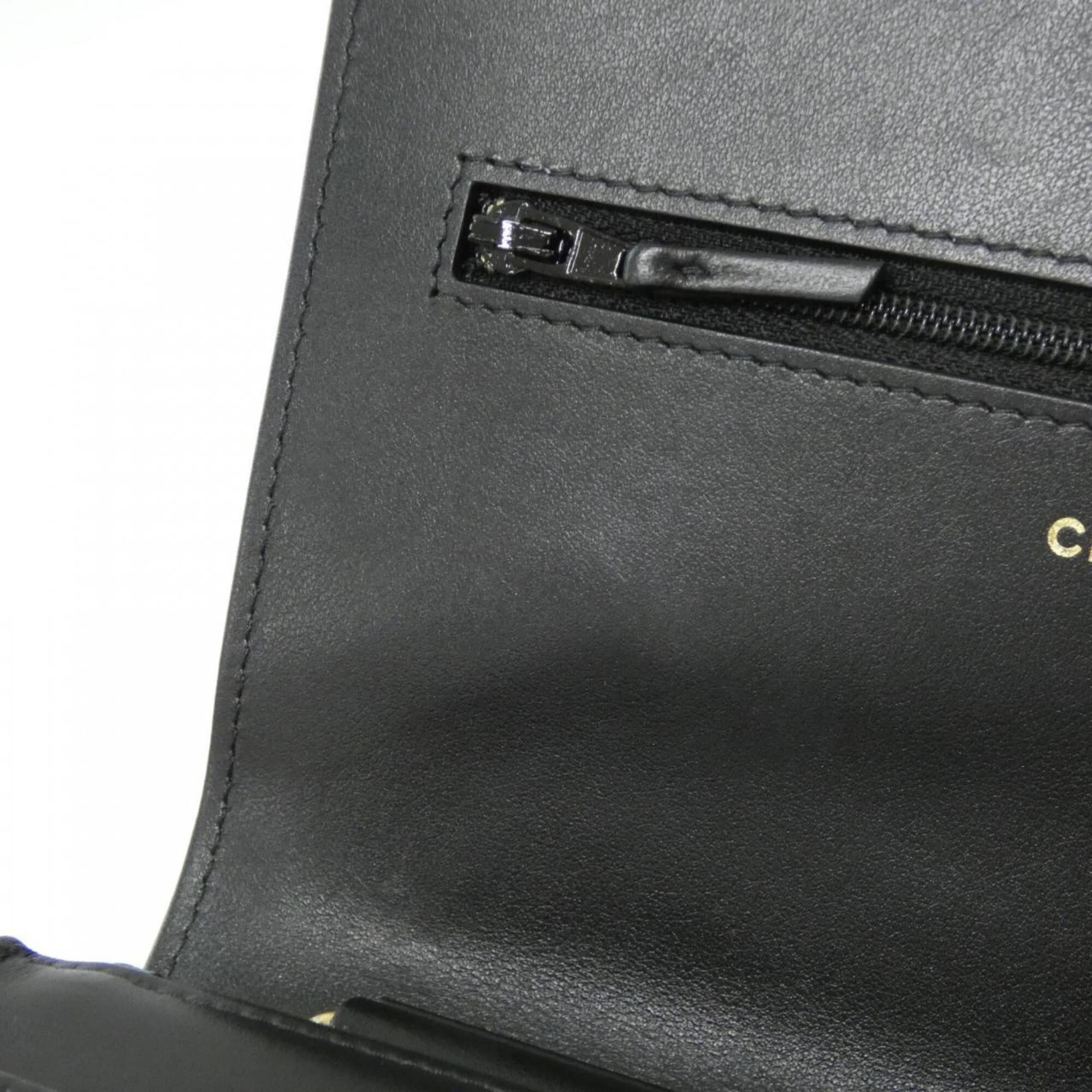 Chanel Black Grained Calfskin Chain/Shoulder Wallet (Pre-Owned)