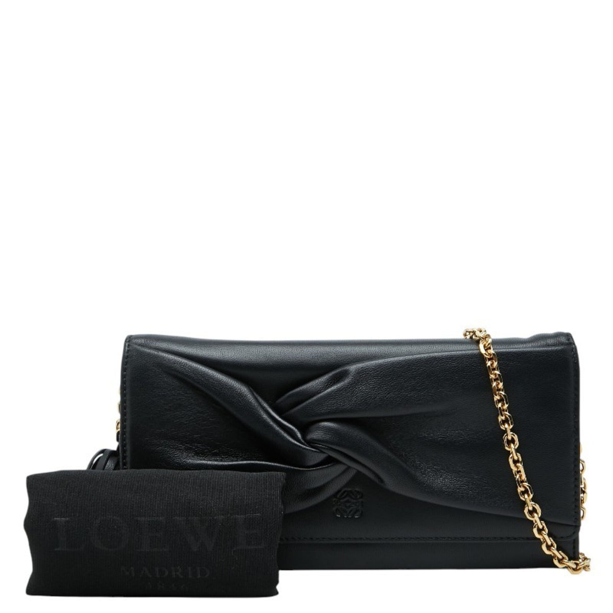 Loewe Black Leather Chain/Shoulder Wallet (Pre-Owned)