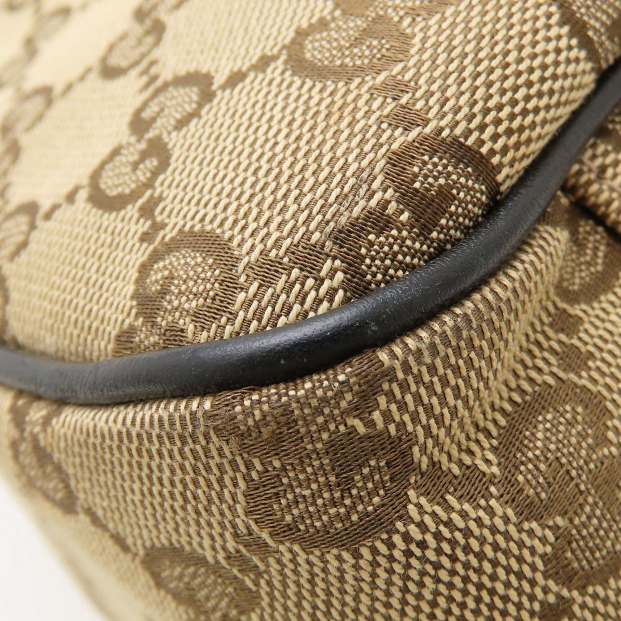 Gucci Beige Black Gg Canvas Leather Tote Bag (Pre-Owned)